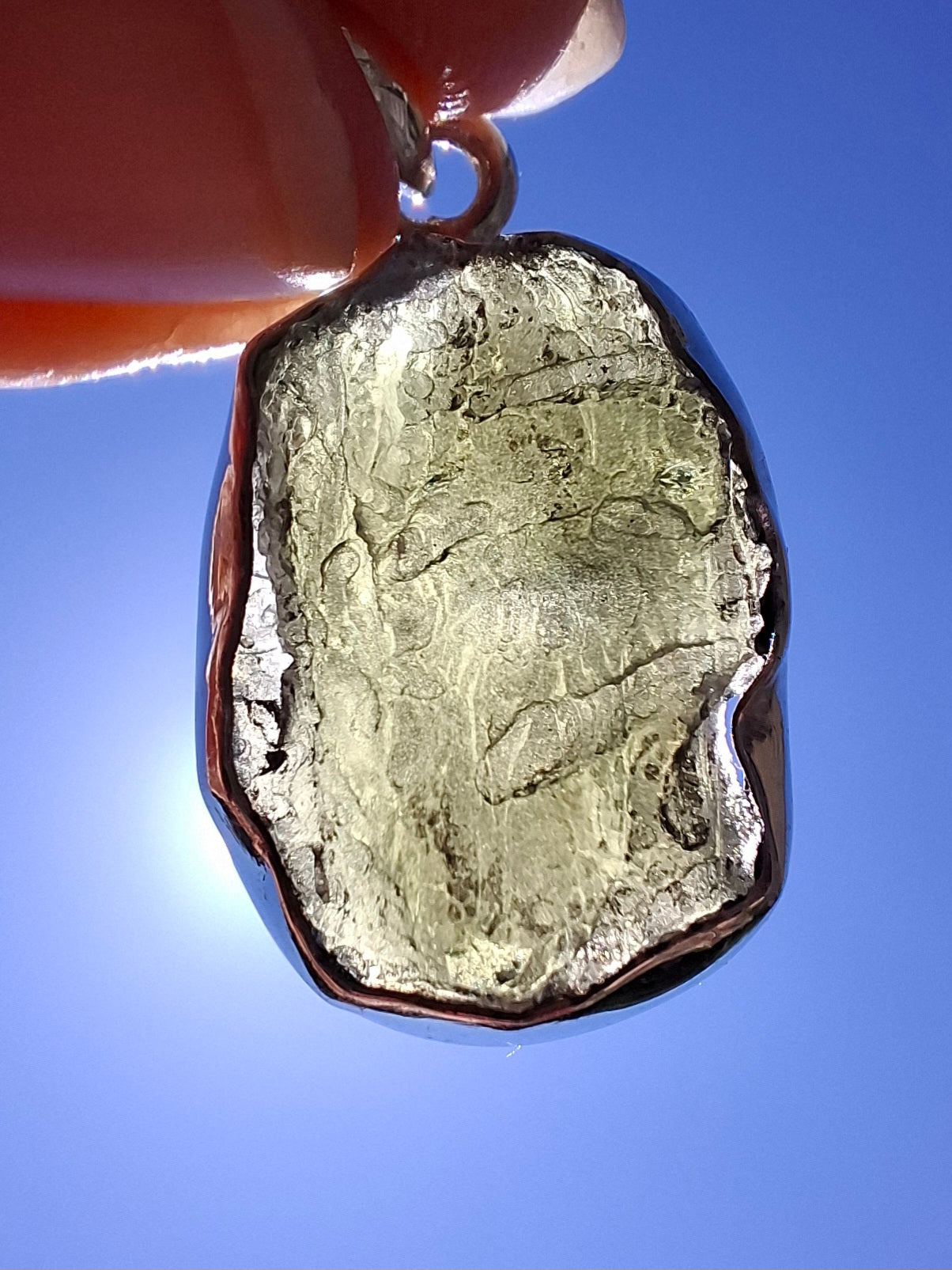 Moldavite Pendant, 925 Silver, Tektite (Ref: P433)