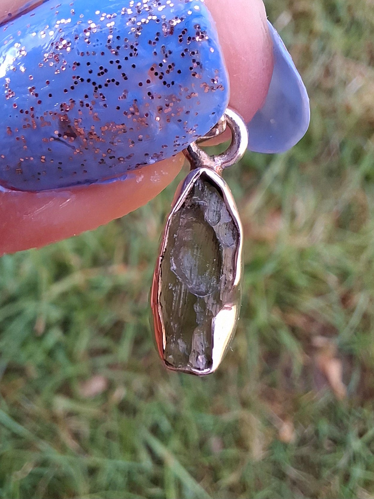 Moldavite Pendant, 925 Silver, Tektite (Ref: P48)