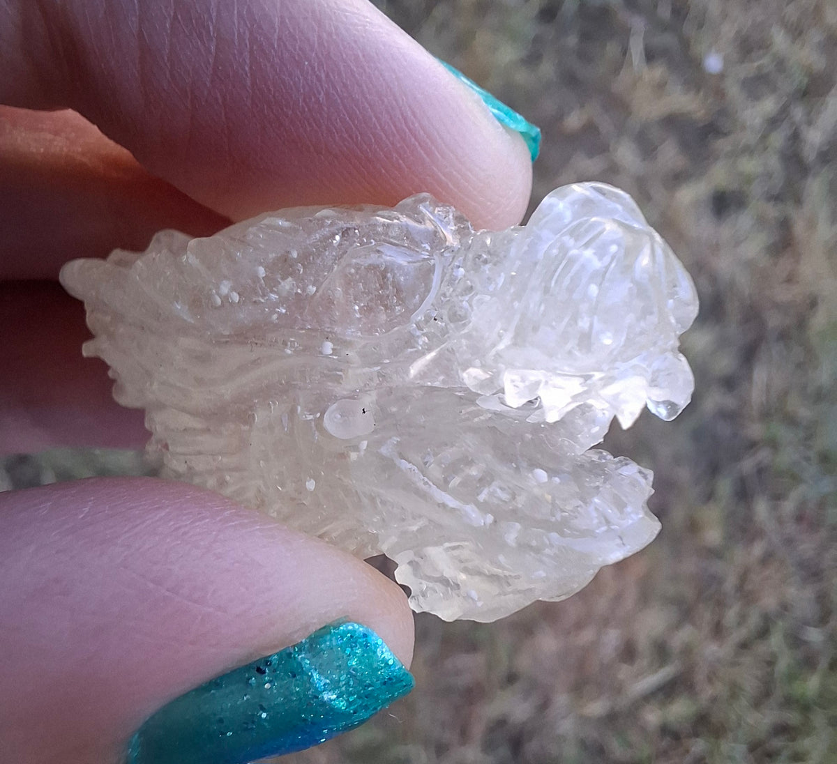 Libyan Desert Glass DRAGON HEAD carving, 9.66g, Tektite (Ref: Dragon 3)