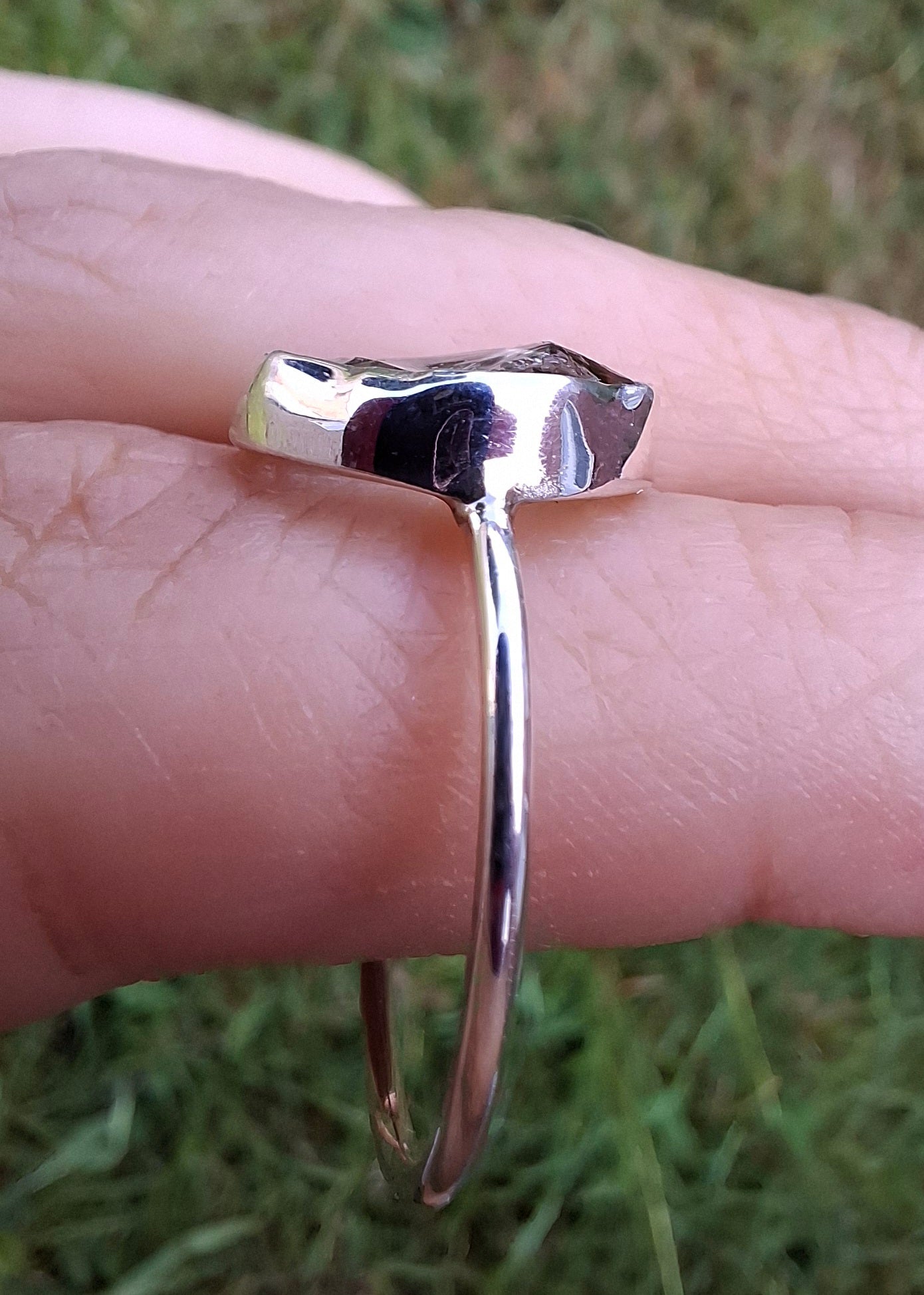 Libyan Desert Glass Ring, size large W, 925 Silver, Tektite (Ref: LR63)