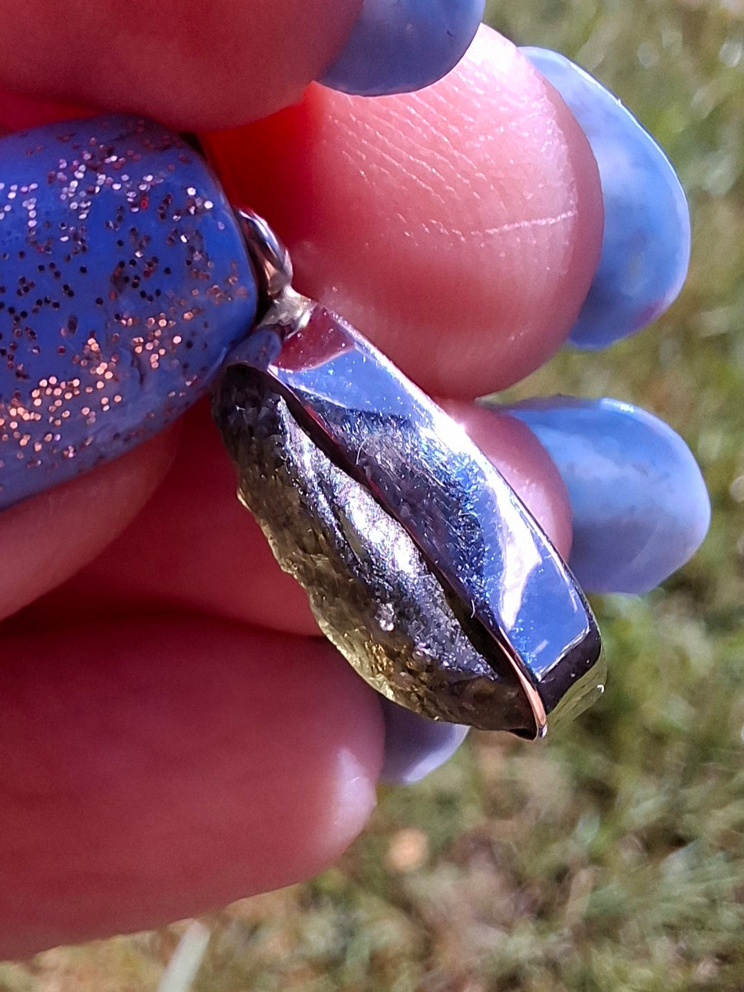 Moldavite Pendant, 925 Silver, Tektite (Ref: P79)