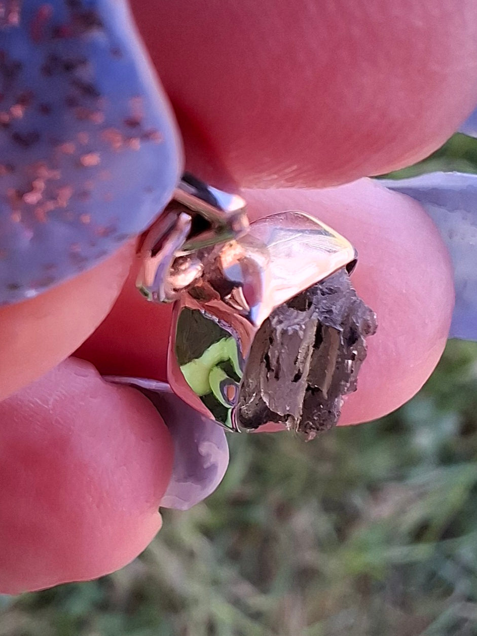 Moldavite Pendant, 925 Silver, Tektite (Ref: P92)