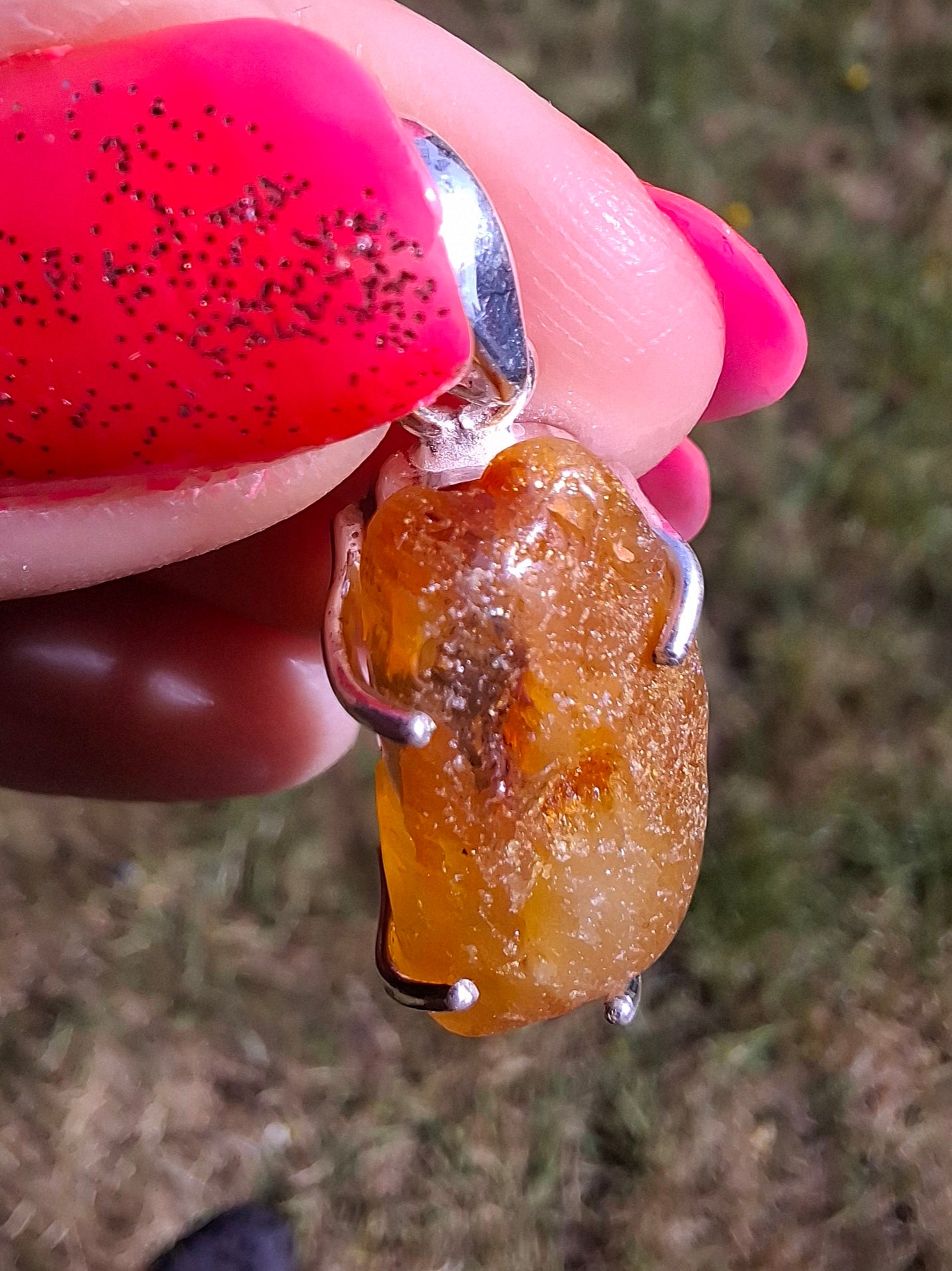 Baltic Amber Pendant, 925 Silver, Fossil (Ref: AP4)