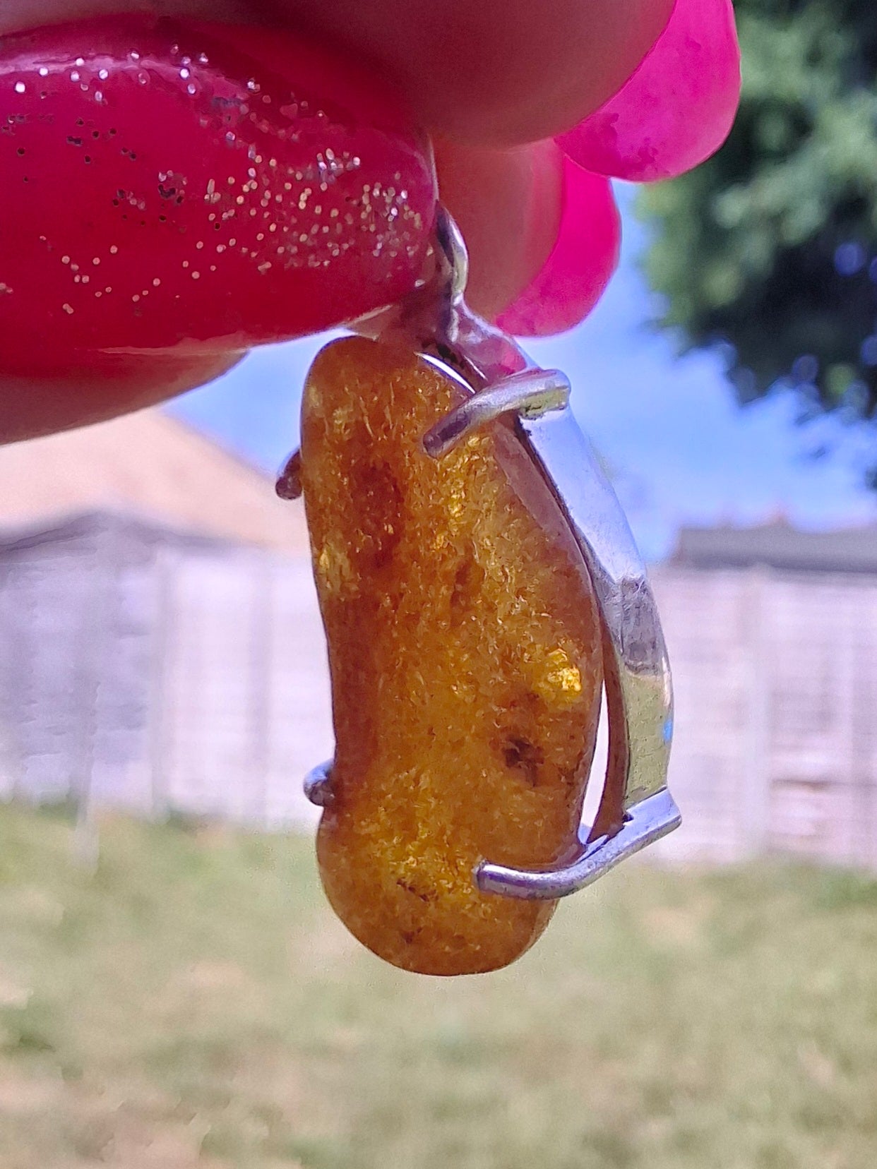 Baltic Amber Pendant, 925 Silver, Fossil (Ref: AP11)