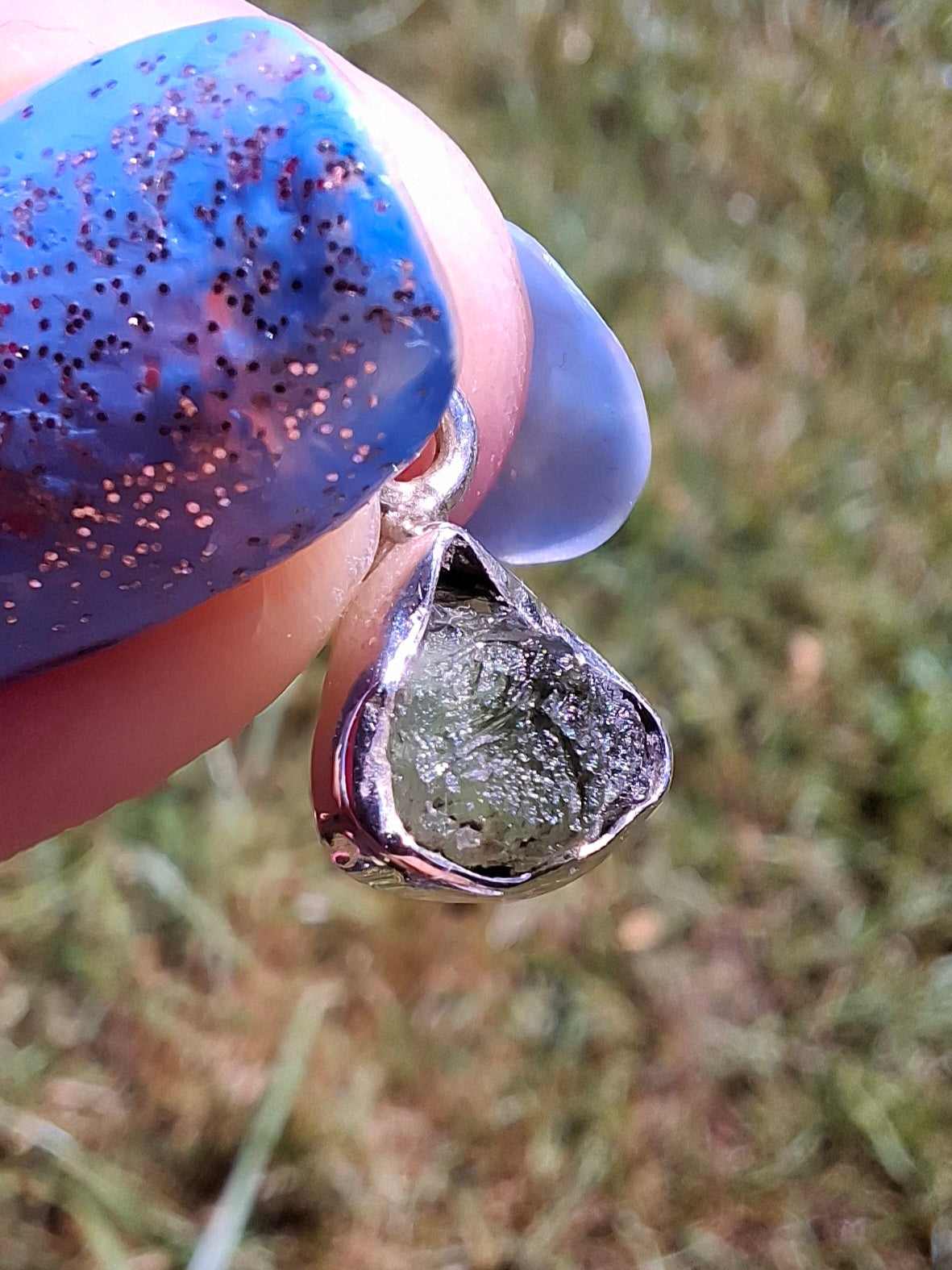 Moldavite Pendant, 925 Silver, Tektite (Ref: P69)