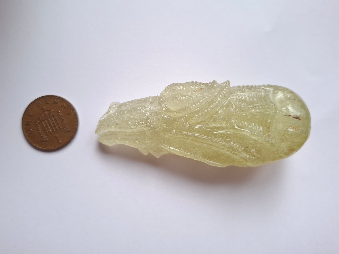 Libyan Desert Glass DRAGON HEAD carving, 48.11g, Tektite (Ref: Dragon4)