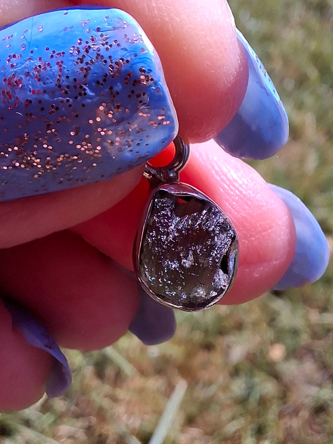 Moldavite Pendant, 925 Silver, Tektite (Ref: P78)
