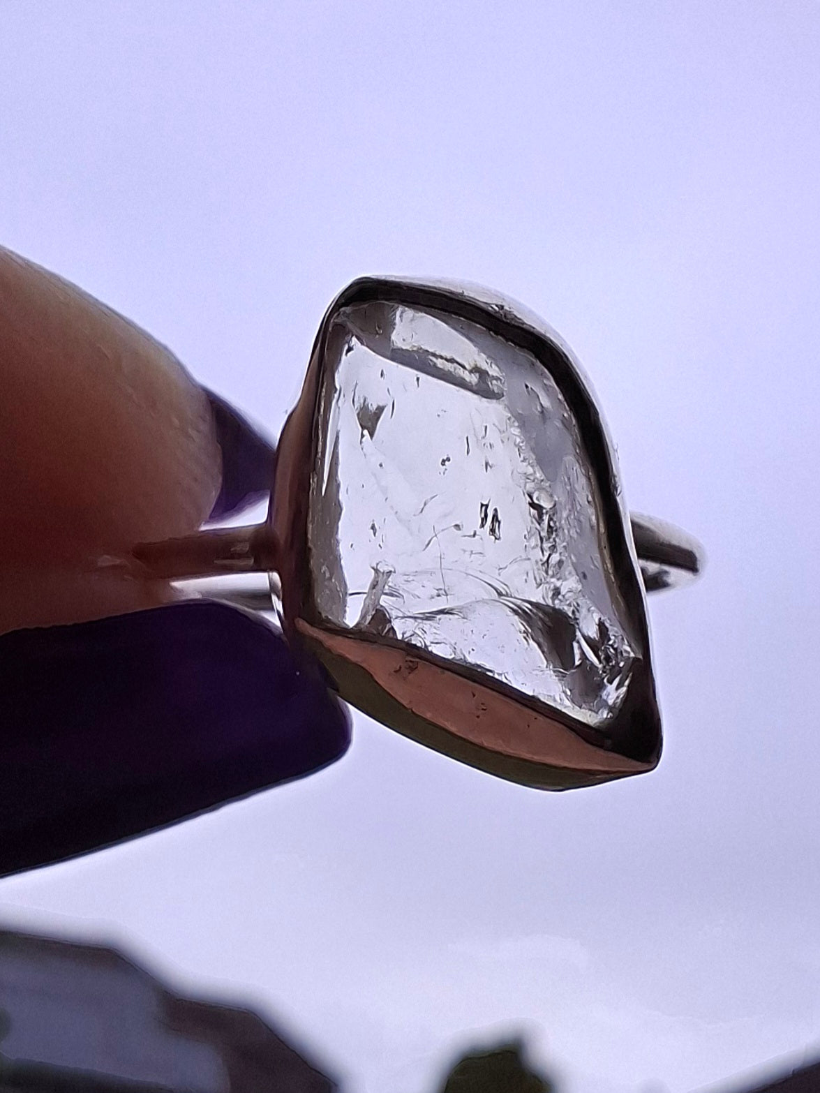 Libyan Desert Glass Ring, size large O, 925 Silver, Tektite (Ref: LR23)