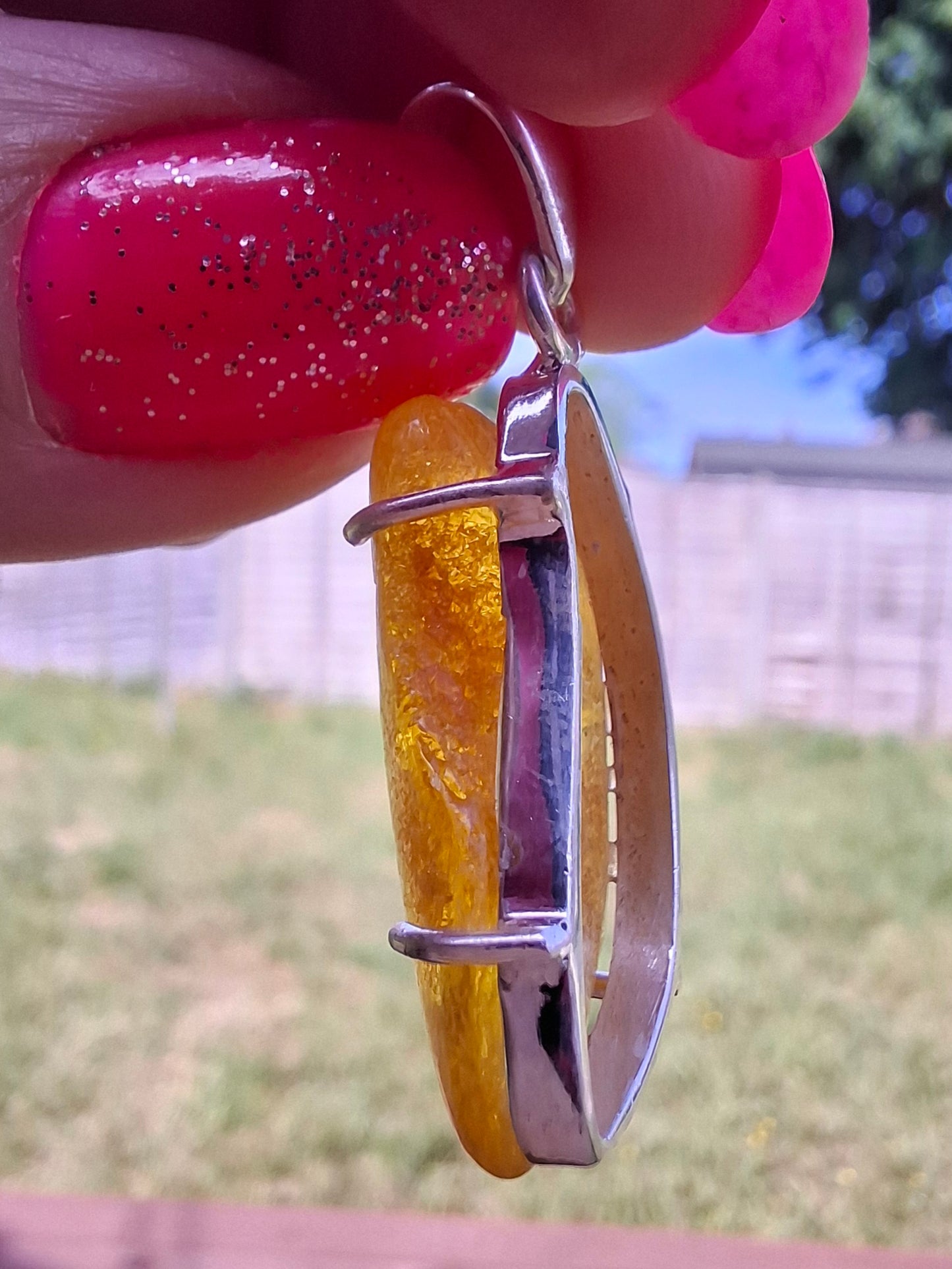 Baltic Amber Pendant, 925 Silver, Fossil (Ref: AP14)