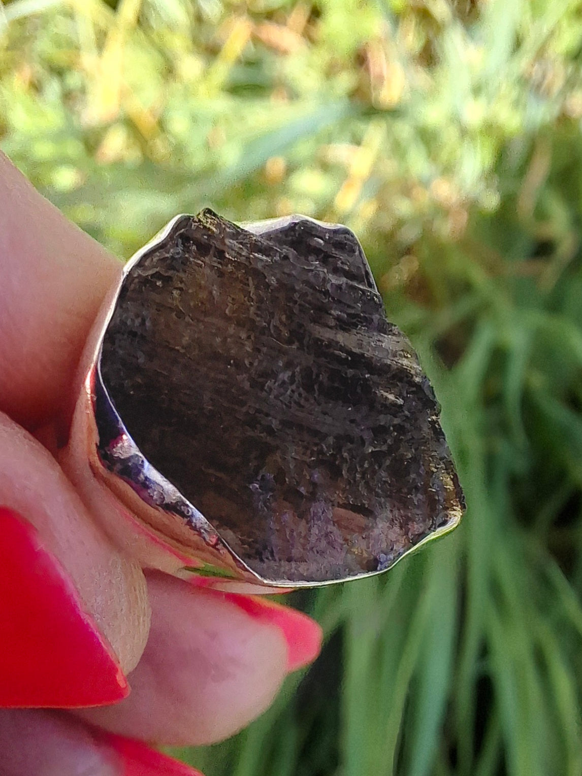 Moldavite Ring, size K, 925 Silver,  Tektite (Ref: R303)