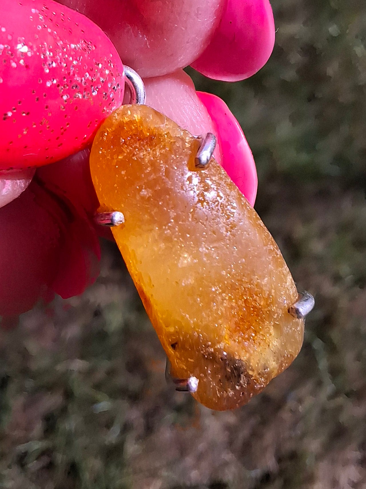 Baltic Amber Pendant, 925 Silver, Fossil (Ref: AP8)