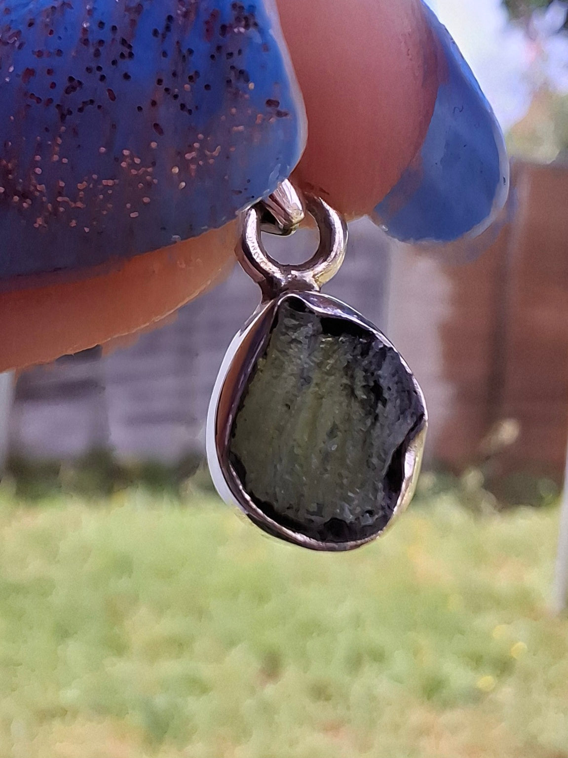 Moldavite Pendant, 925 Silver, Tektite (Ref: P78)