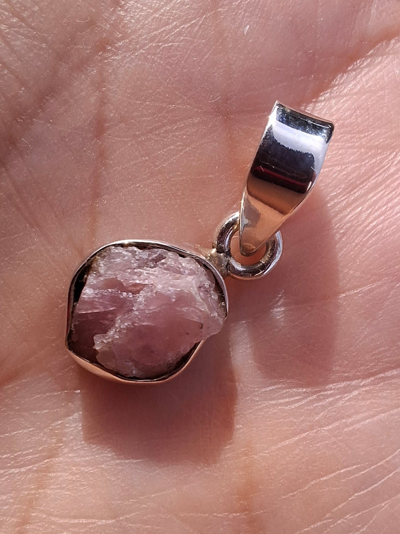 Pink Tourmaline Pendant, 925 Silver, Crystal (Ref: PT91)