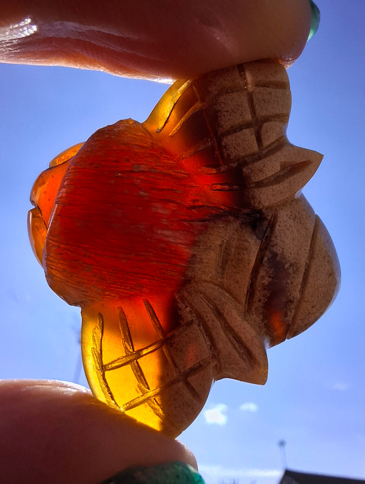Red Amber Honey Bee Carving, 8.34g, Fossil (Ref: Bee38)