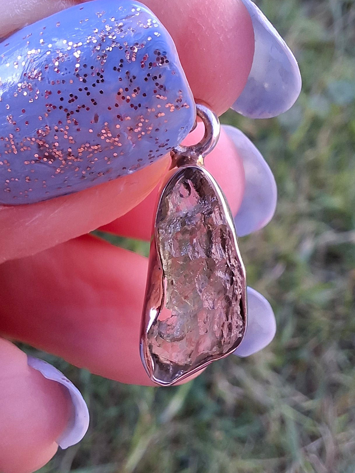 Moldavite Pendant, 925 Silver, Tektite (Ref: P94)
