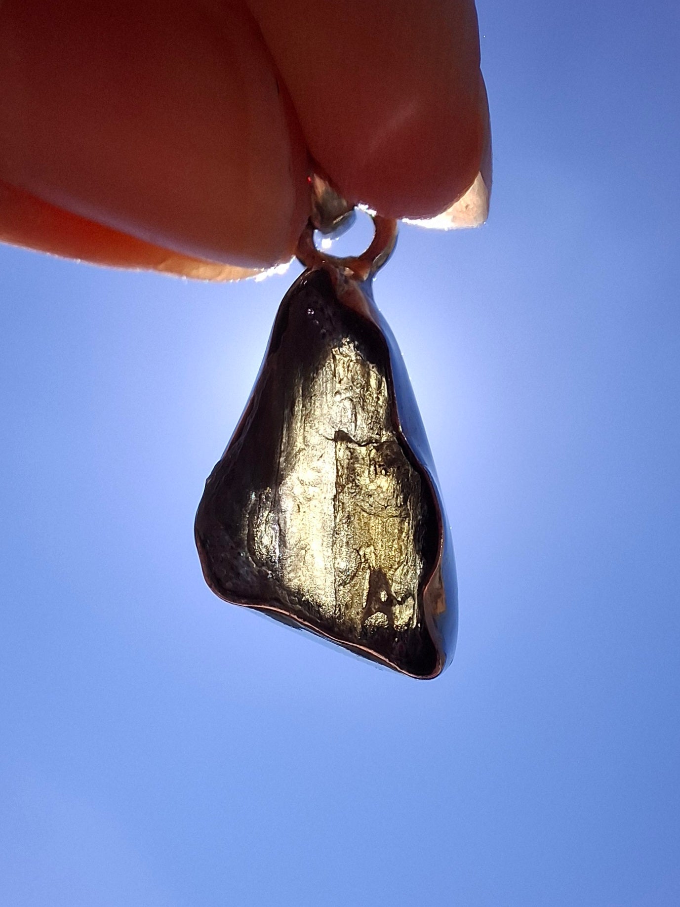 Moldavite Pendant, 925 Silver, Tektite (Ref: P8)