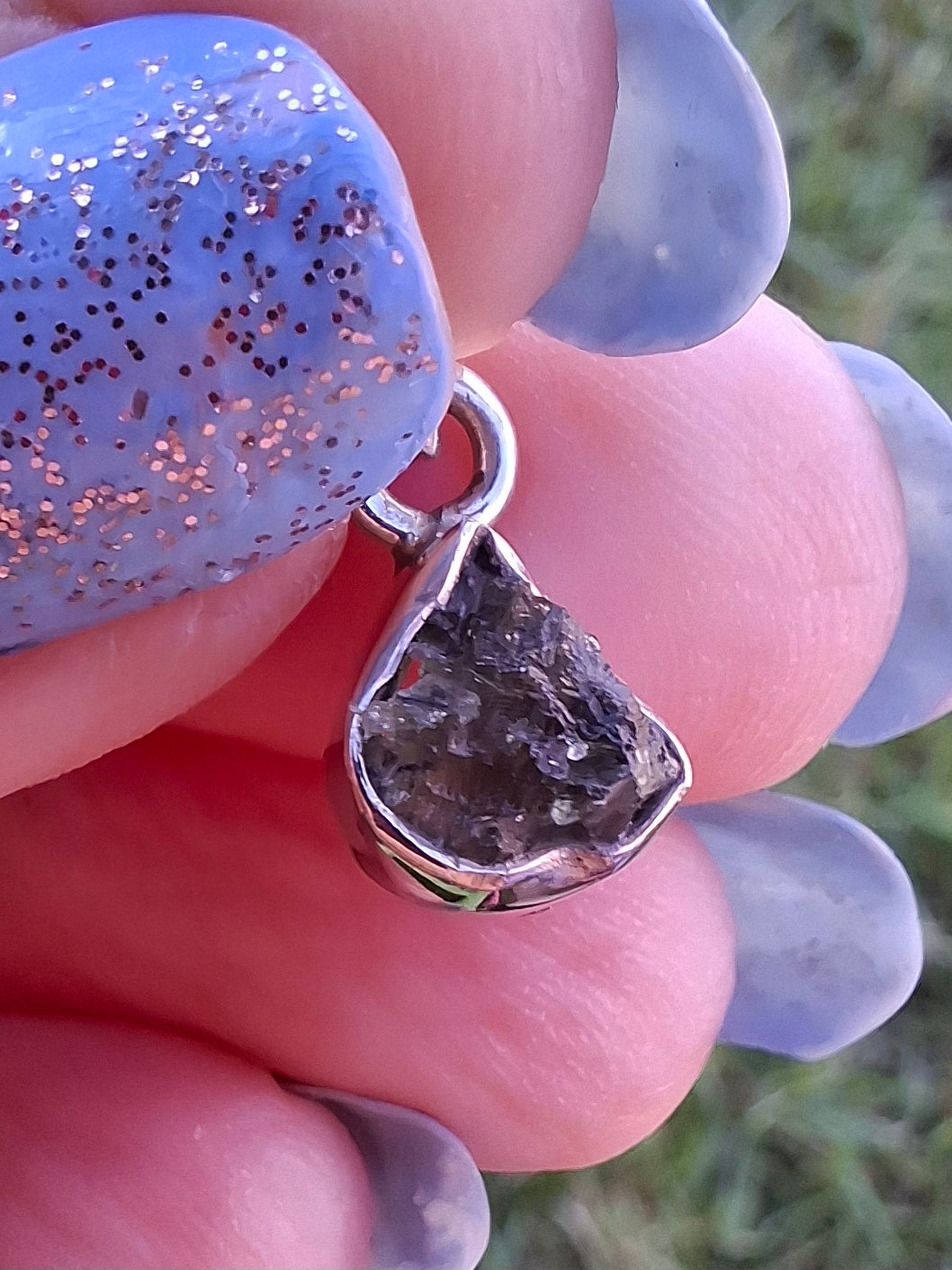 Moldavite Pendant, 925 Silver, Tektite (Ref: P85)