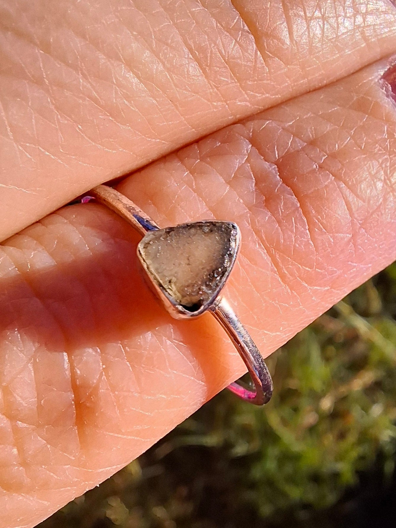 Moldavite Ring, size large R/small S, 925 Silver, Tektite (Ref: R67)