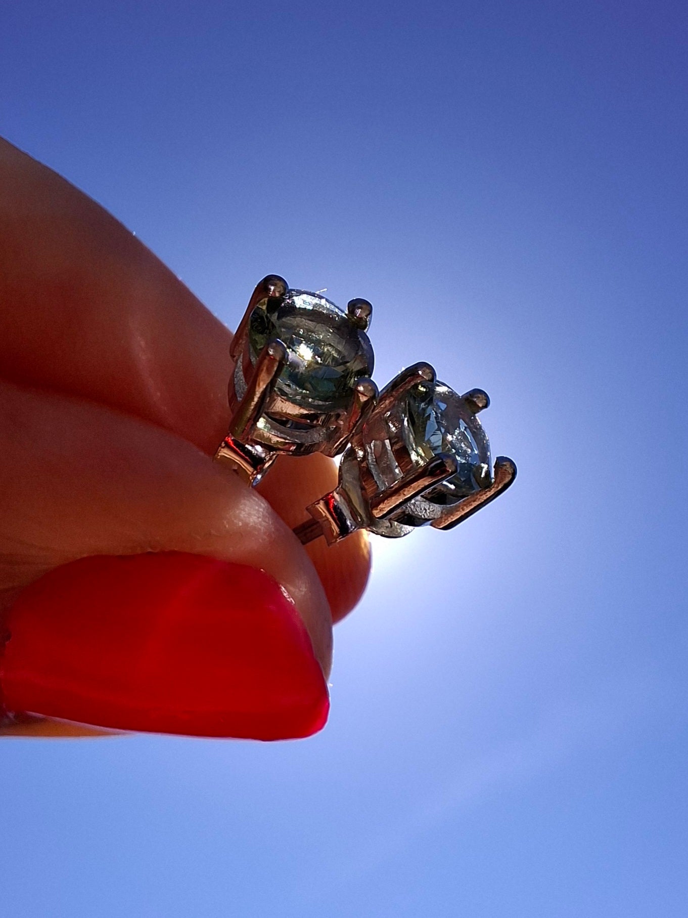 Moldavite (faceted) 5mm STUD EARRINGS, 925 Silver, Tektite (Ref: Pair44)