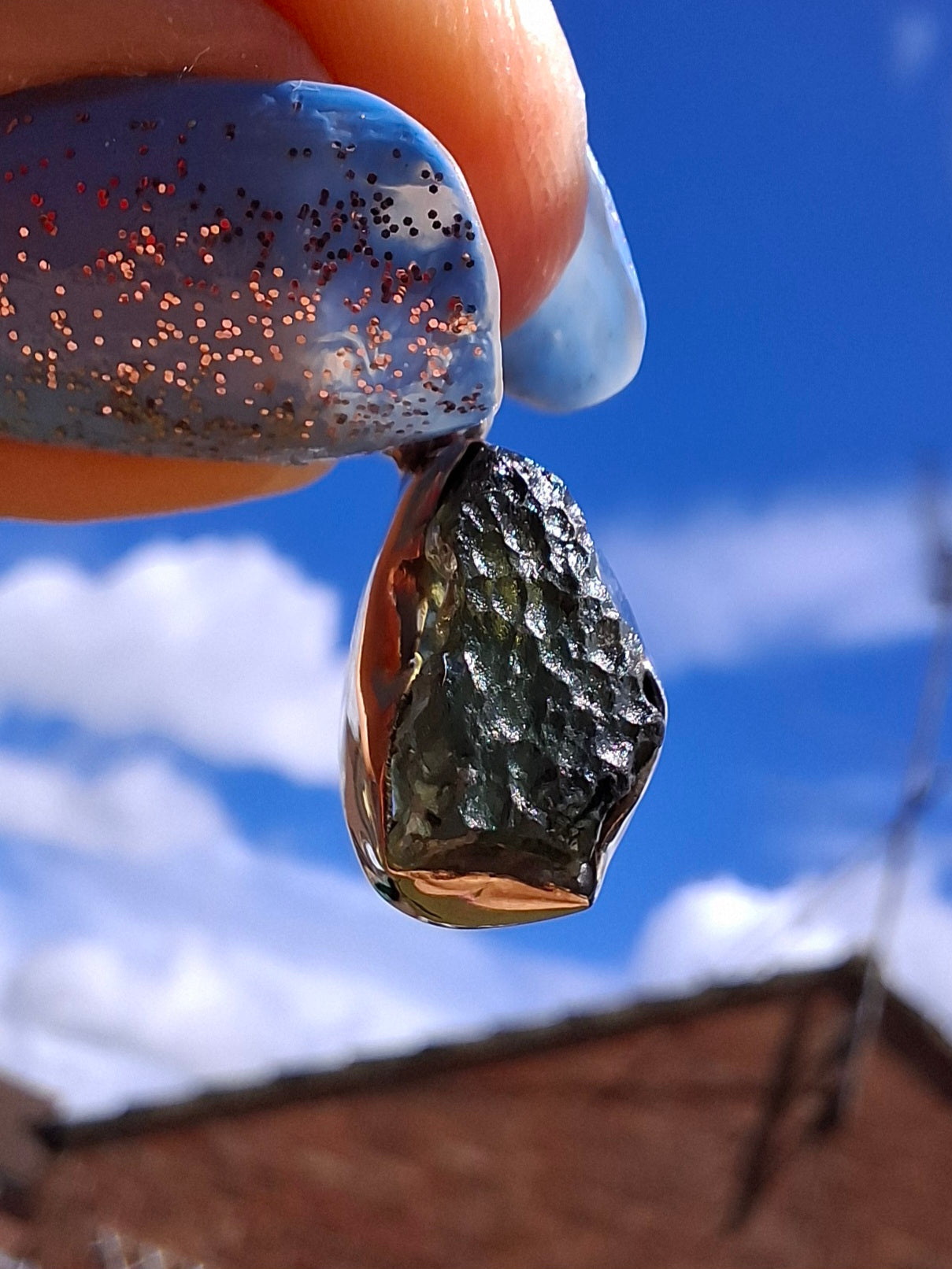 Moldavite Pendant, 925 Silver, Tektite (Ref: P71)