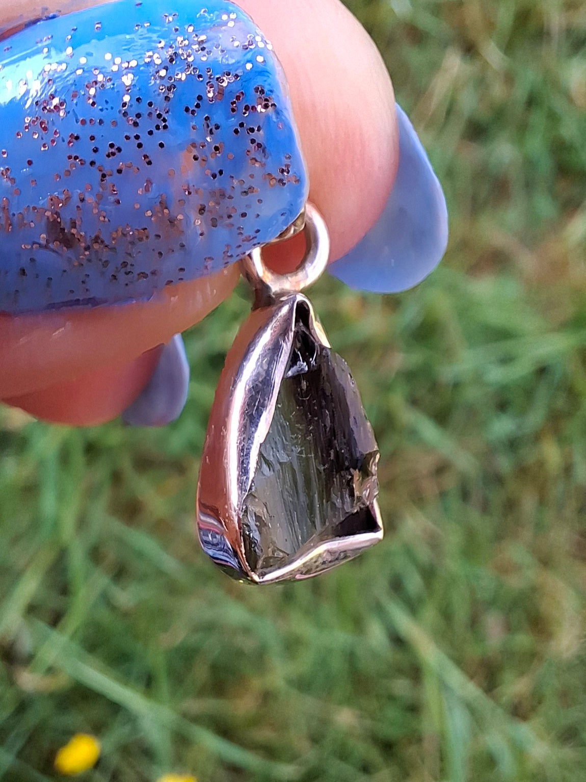 Moldavite Pendant, 925 Silver, Tektite (Ref: P30)