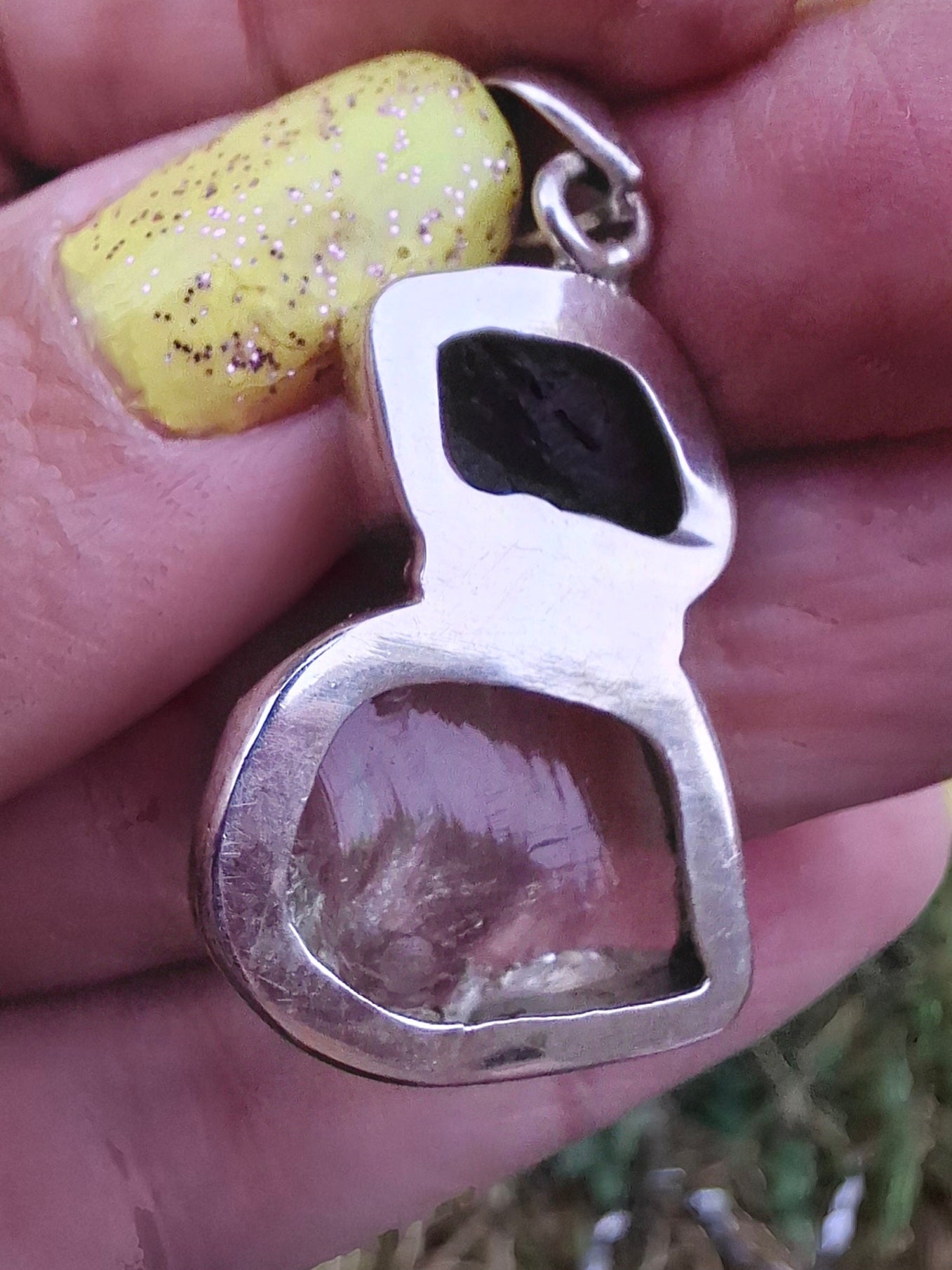 Moldavite & Libyan Desert Glass Pendant, 925 Silver, Tektite (Ref: MLP19)