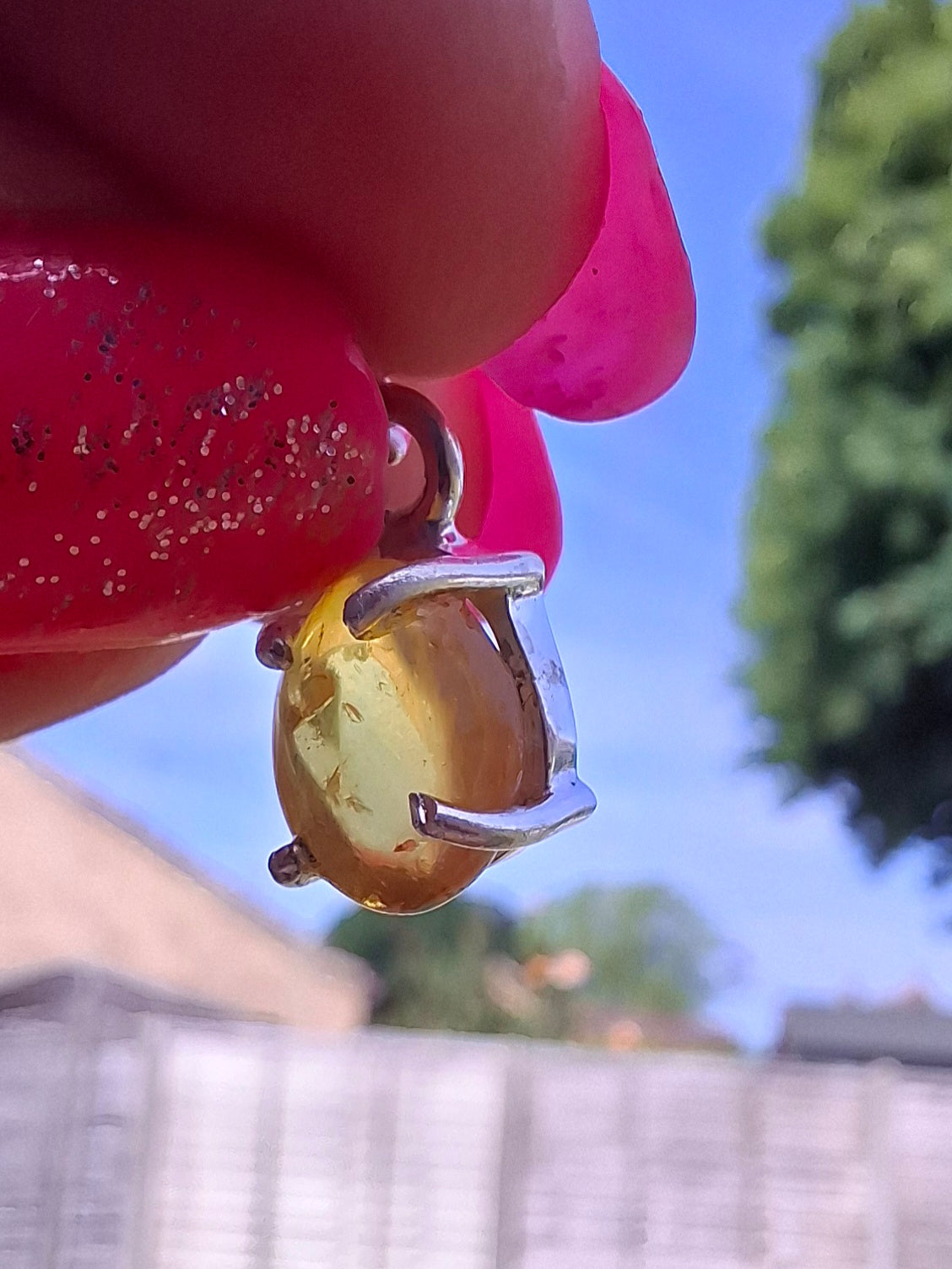 Baltic Amber Pendant, 925 Silver, Fossil (Ref: AP16)