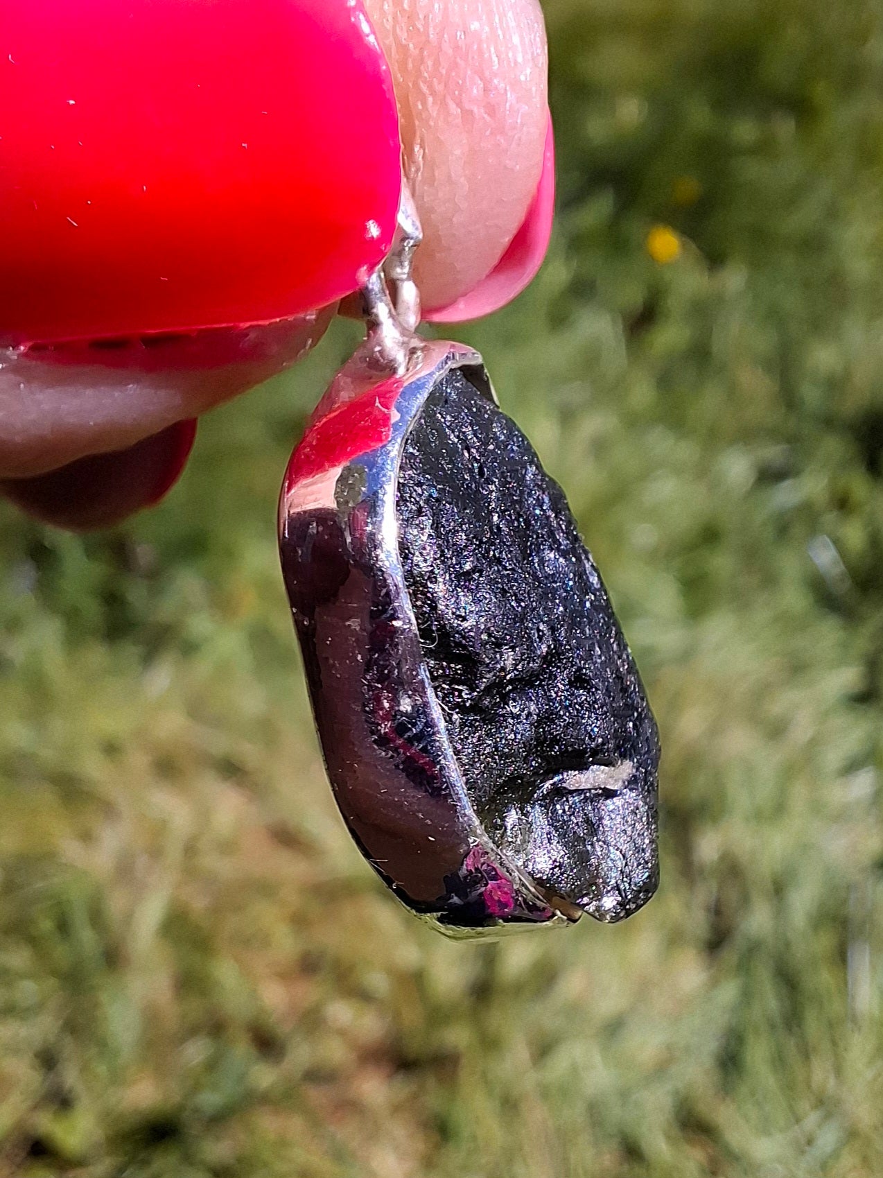 Moldavite Pendant, 925 Silver, Tektite (Ref: P436)