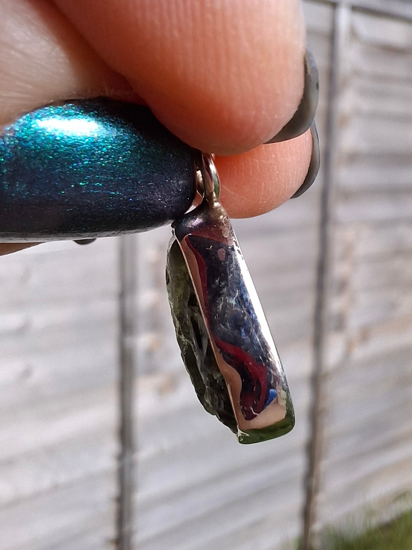 Moldavite Pendant, 925 Silver, Tektite (Ref: P14)