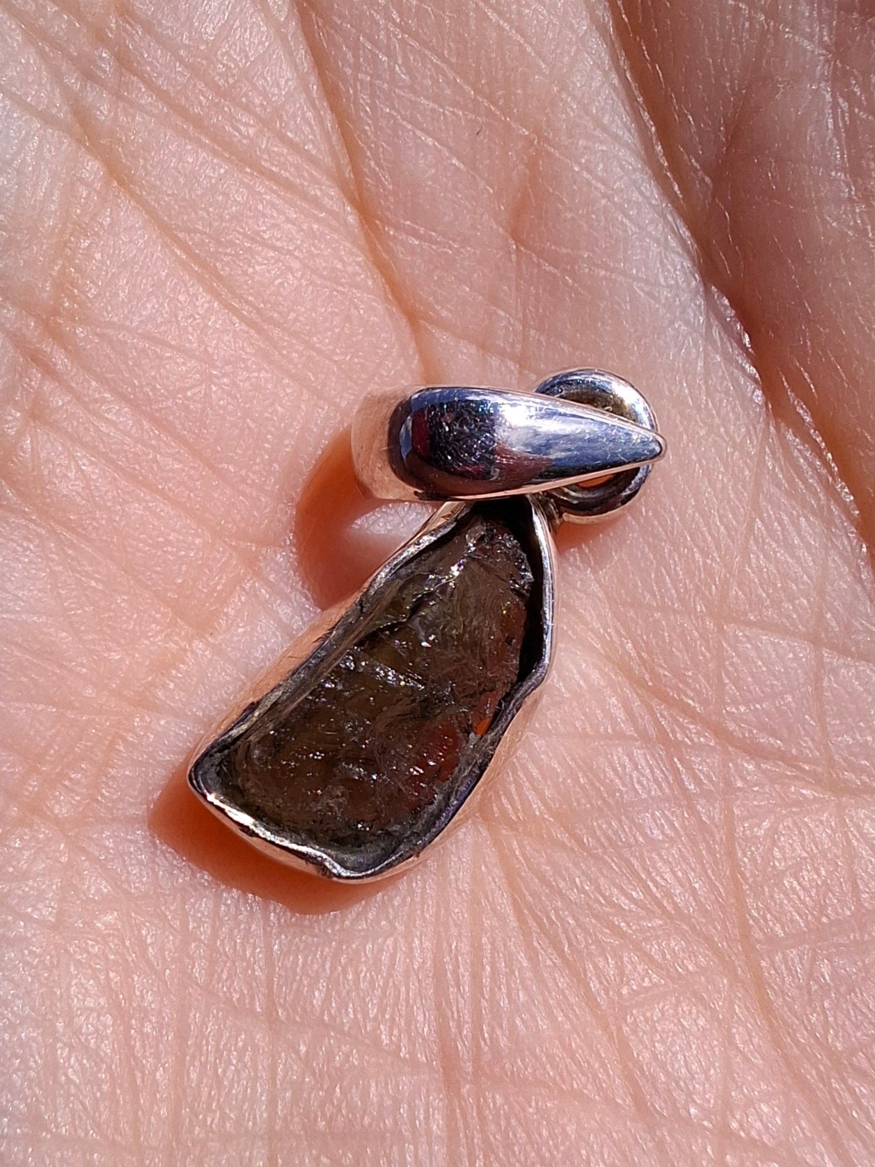 Moldavite Piece, 925 Silver, Tektite (Ref: P90)
