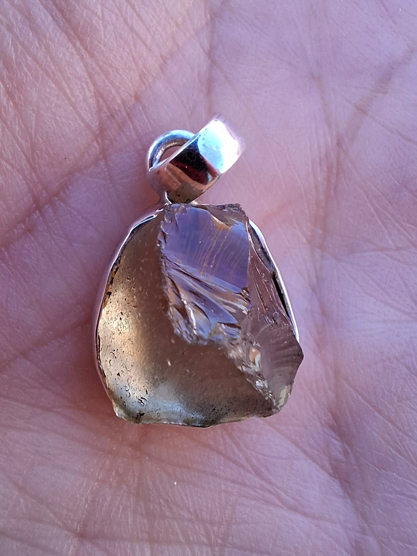 Libyan Desert Glass Pendant, 925 Silver, Tektite (Ref: LP76)