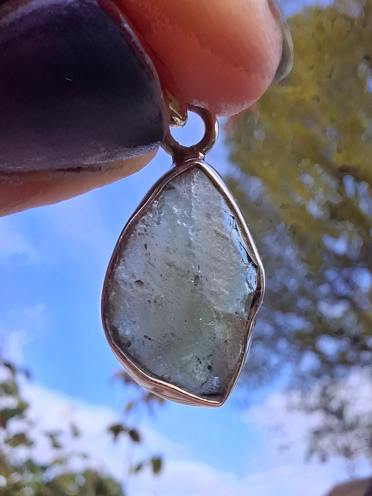 Moldavite Pendant, 925 Silver, Tektite (Ref: P10)
