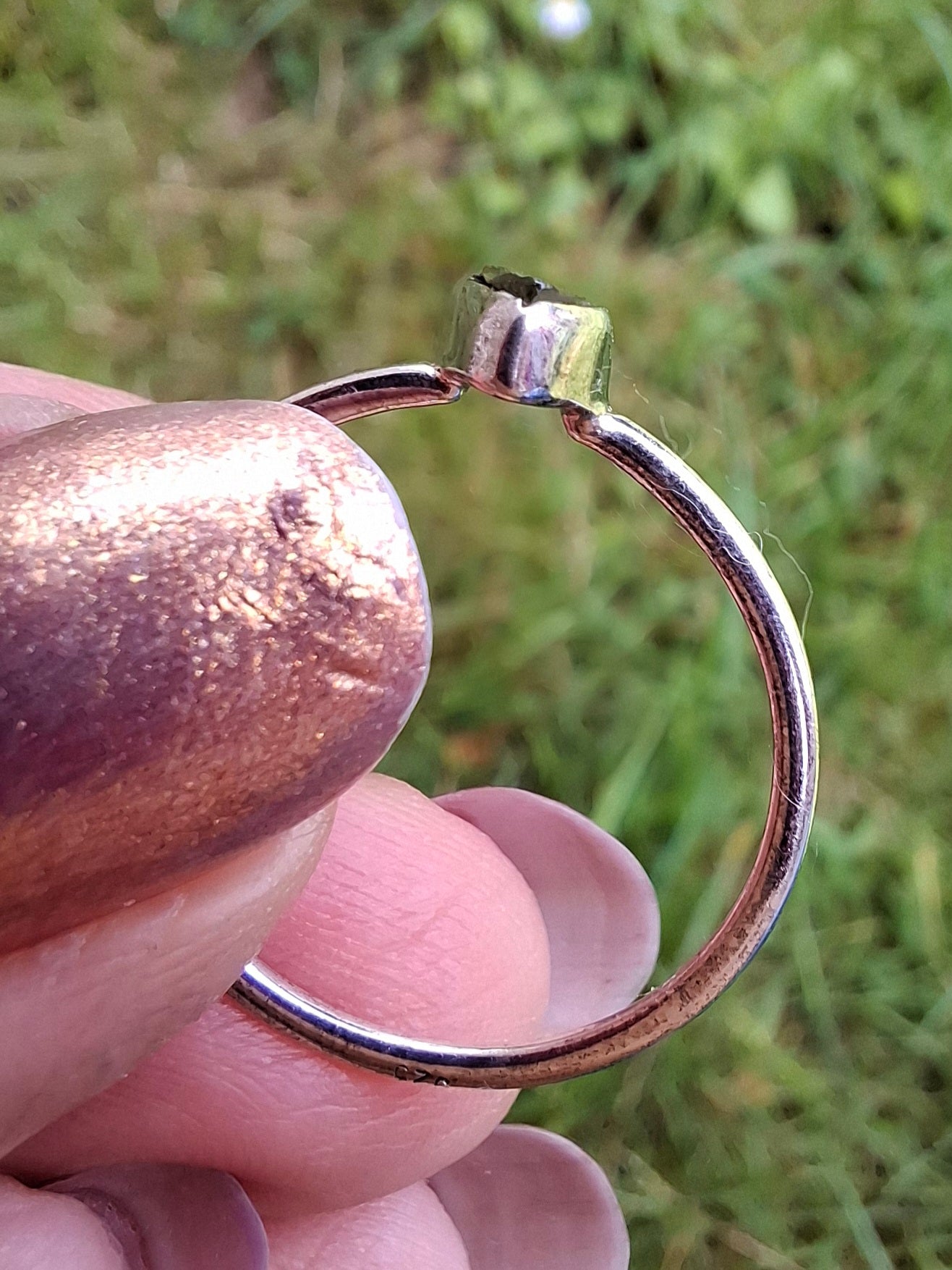 Moldavite Ring, size Q, 925 Silver, Tektite (Ref: R45)
