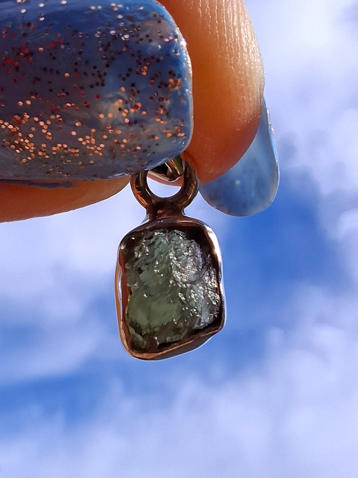 Moldavite Pendant, 925 Silver, Tektite (Ref: P61)
