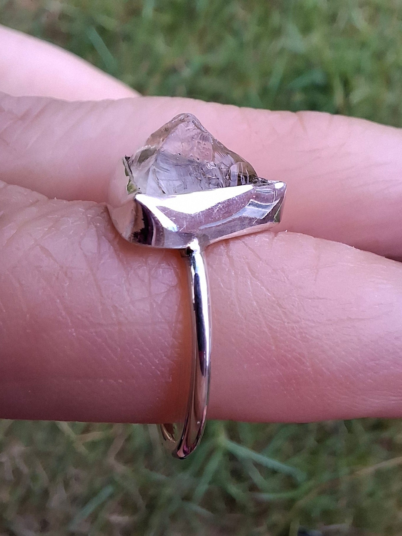 Libyan Desert Glass Ring, size large J/small K, 925 Silver, Tektite (Ref: LR11)