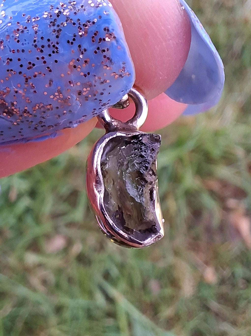 Moldavite Pendant, 925 Silver, Tektite (Ref: P39)