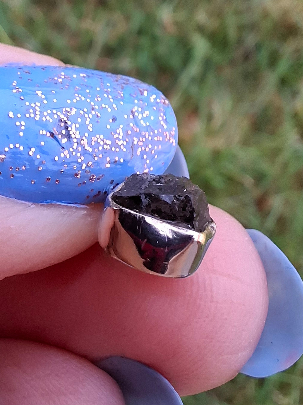 Moldavite Pendant, 925 Silver, Tektite (Ref: P56)