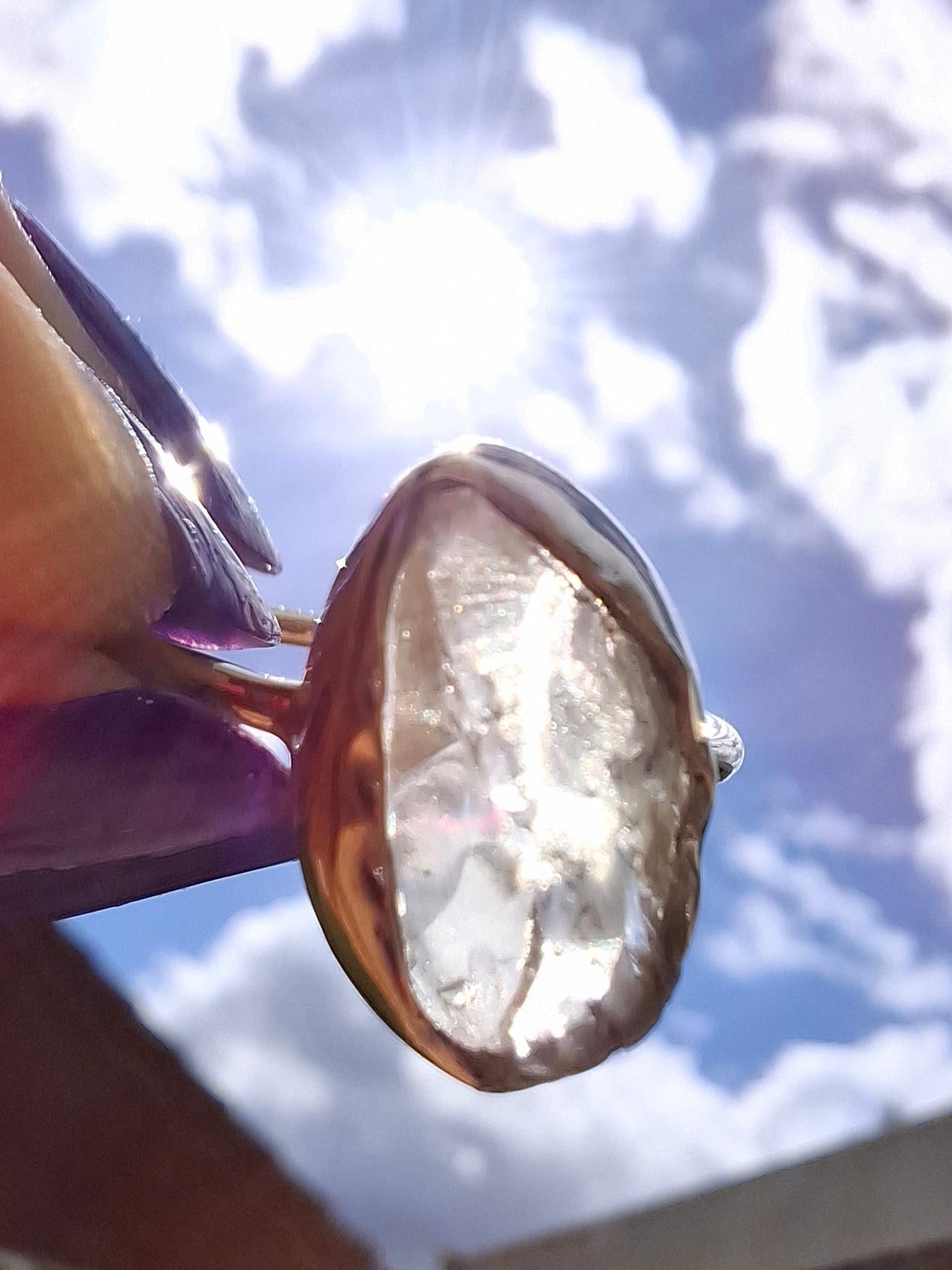 Libyan Desert Glass Ring, size large P, 925 Silver, Tektite (Ref: LR34)