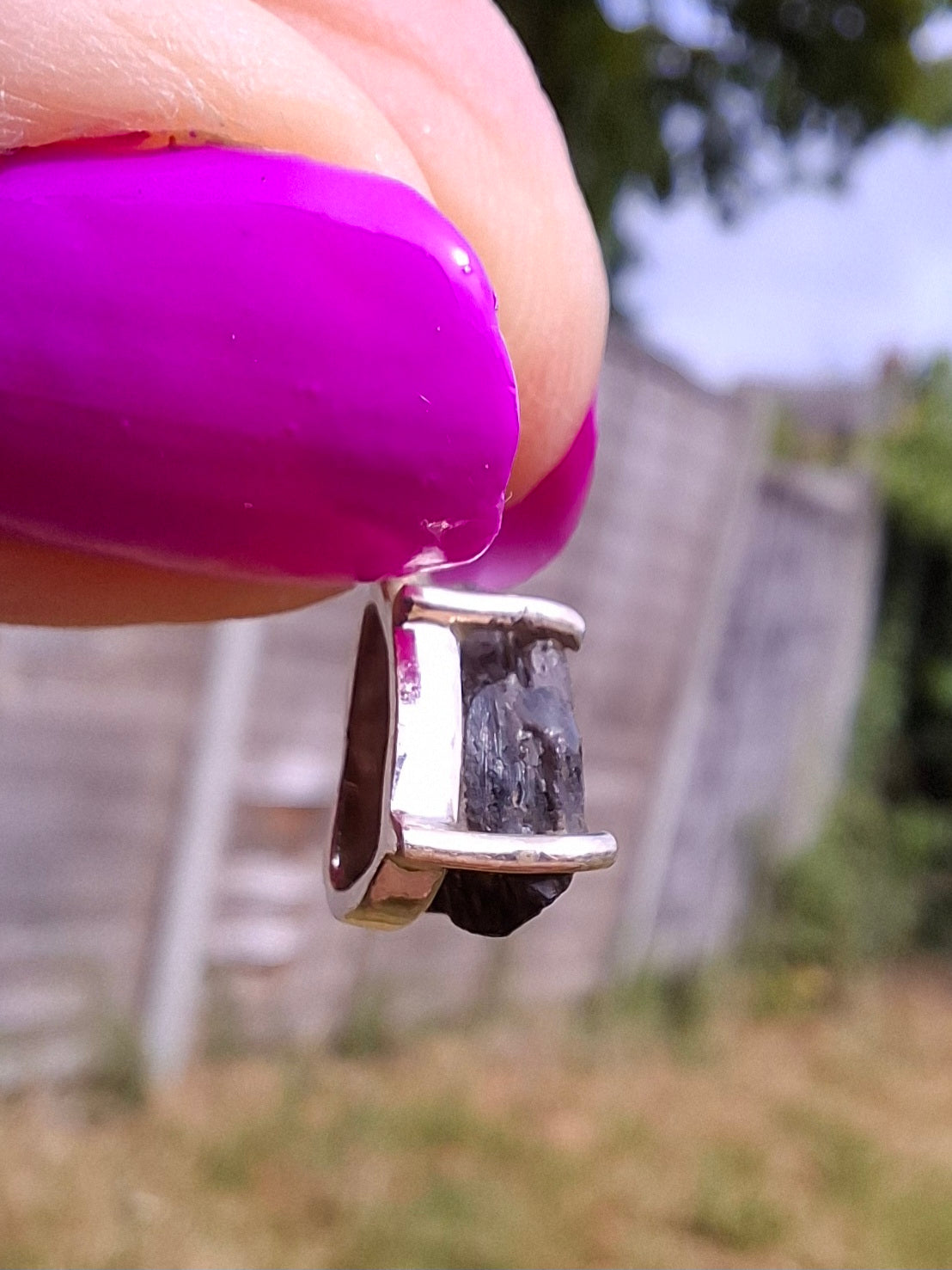 Moldavite Claw Pendant, 925 Silver, Tektite (Ref: P18)