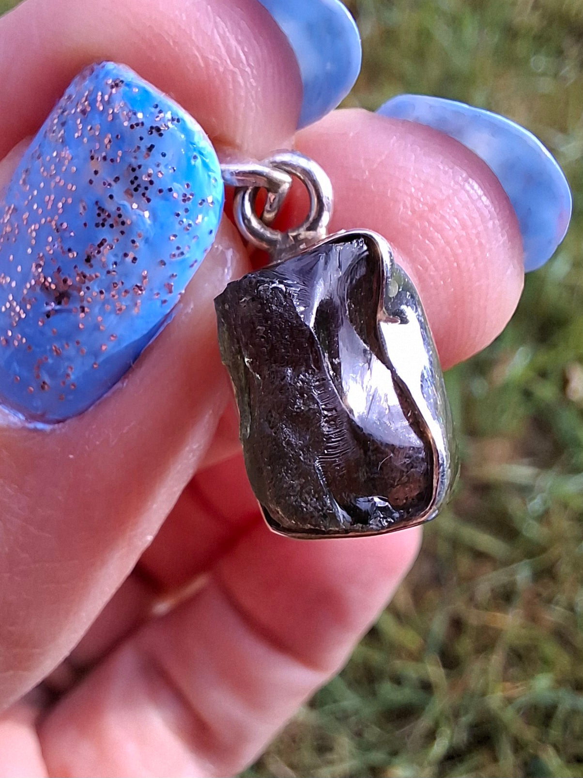 Moldavite Pendant, 925 Silver, Tektite (Ref: P31)