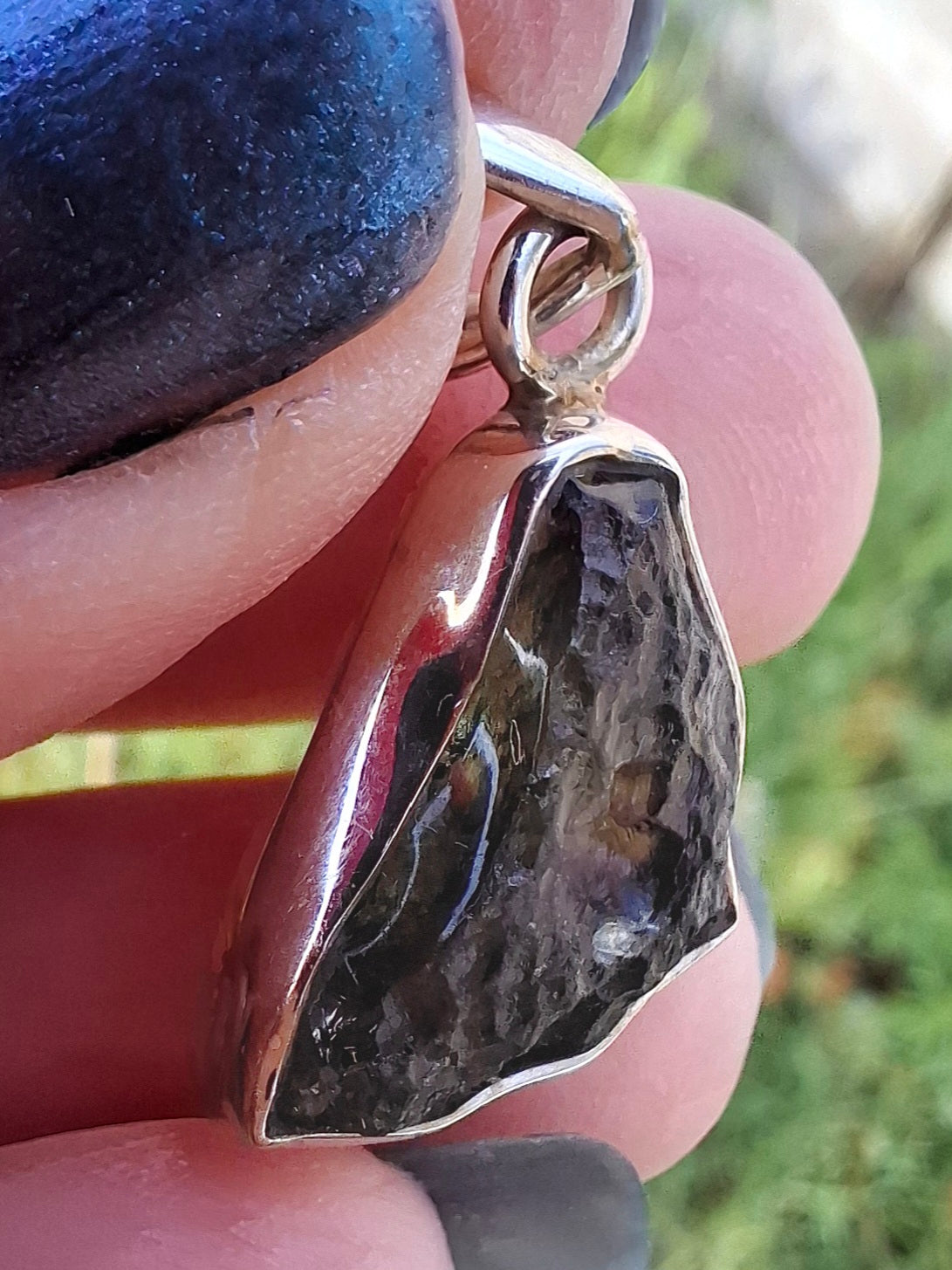 Moldavite Pendant, 925 Silver, Tektite (Ref: P14)