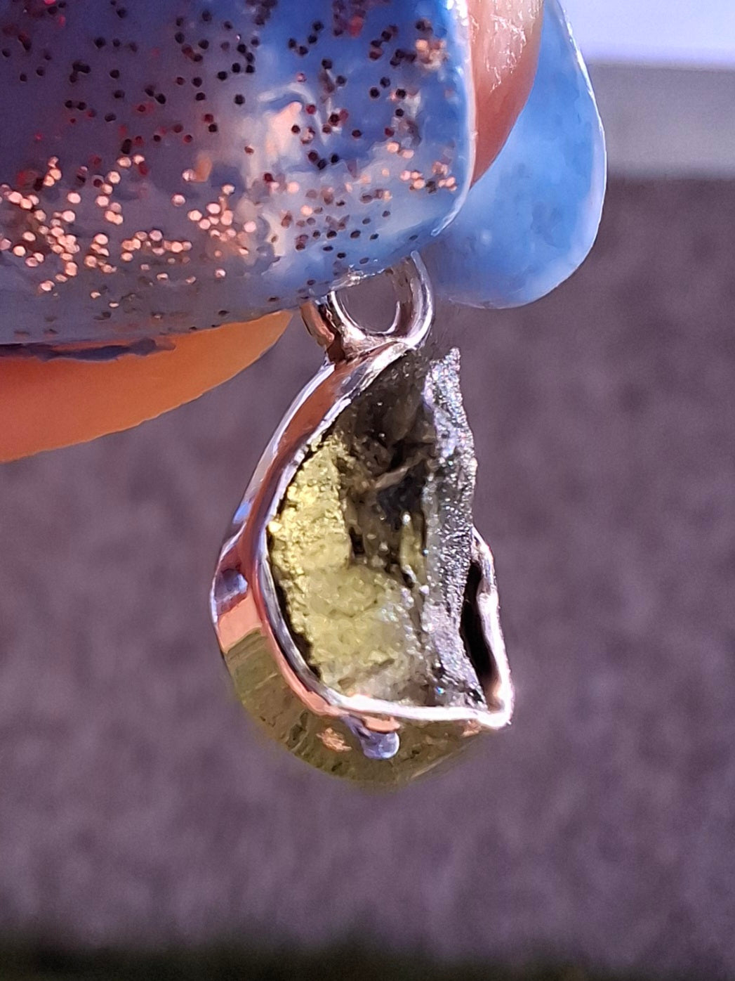 Moldavite Pendant, 925 Silver, Tektite (Ref: P42)