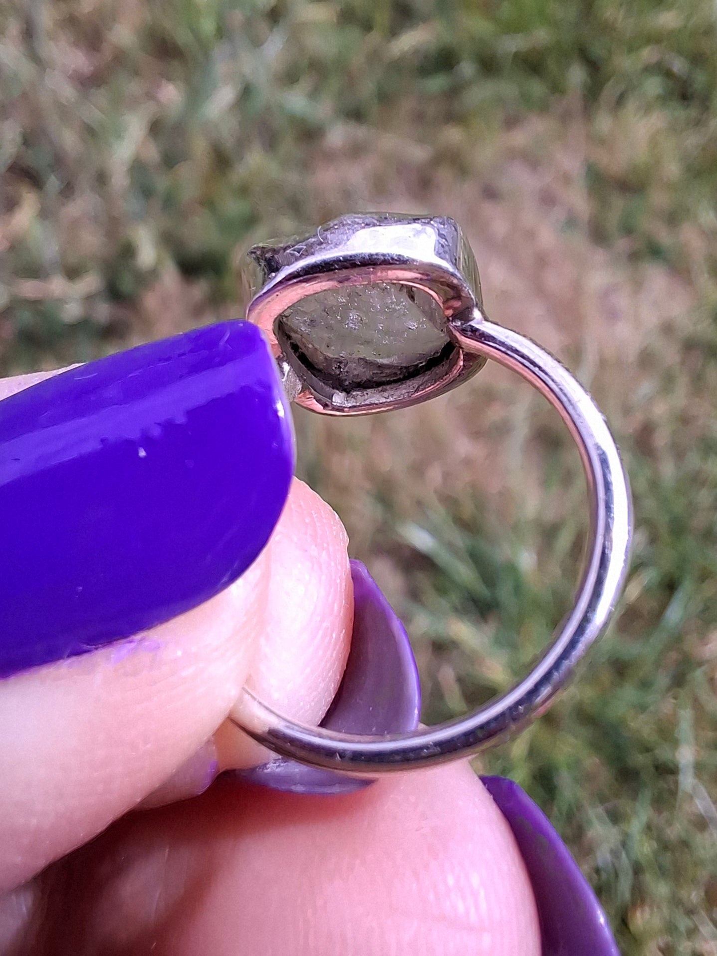Libyan Desert Glass Ring, size large G/small H, 925 Silver, Tektite (Ref: LR5)