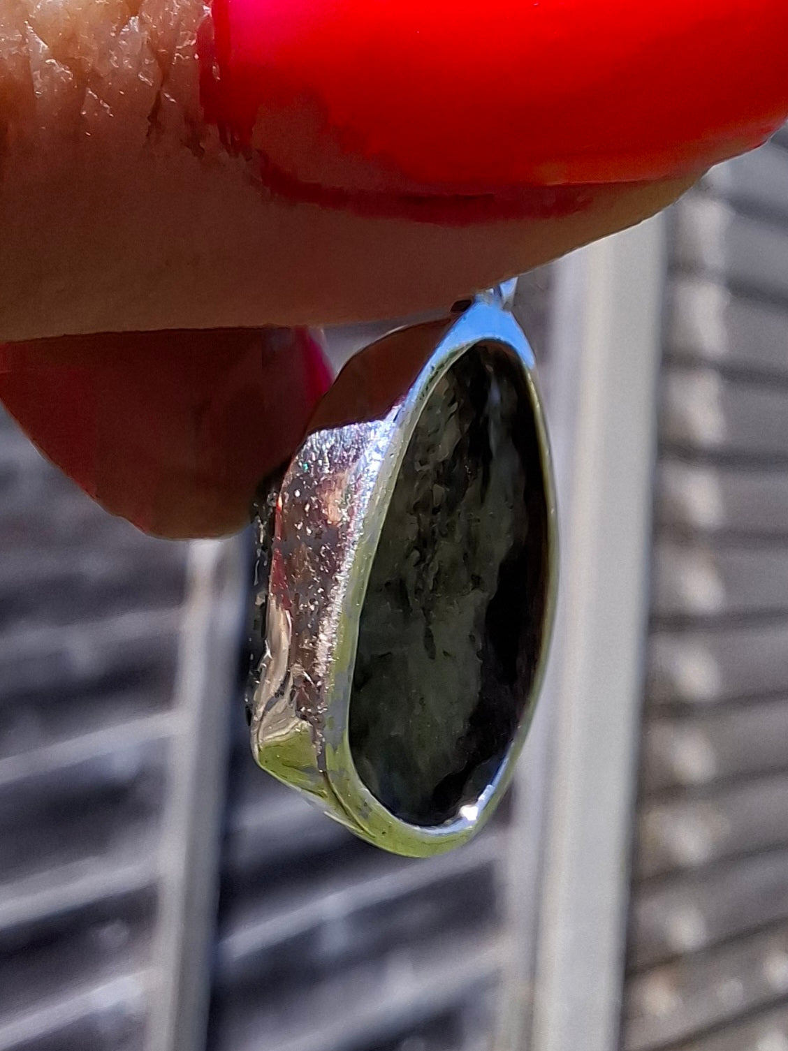 Moldavite Pendant, 925 Silver, Tektite (Ref: P441)