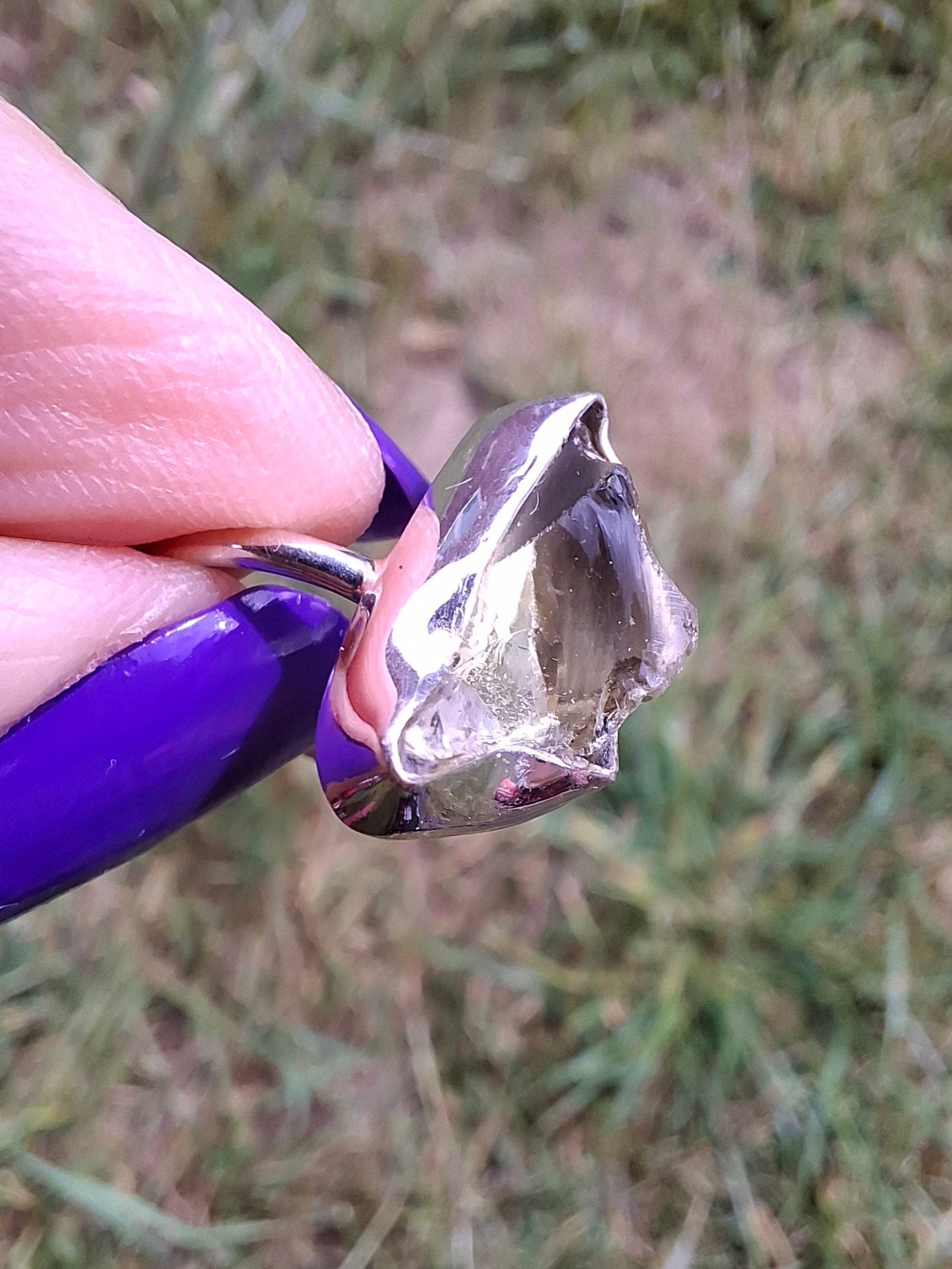 Libyan Desert Glass Ring, size large G, 925 Silver, Tektite (Ref: LR4)