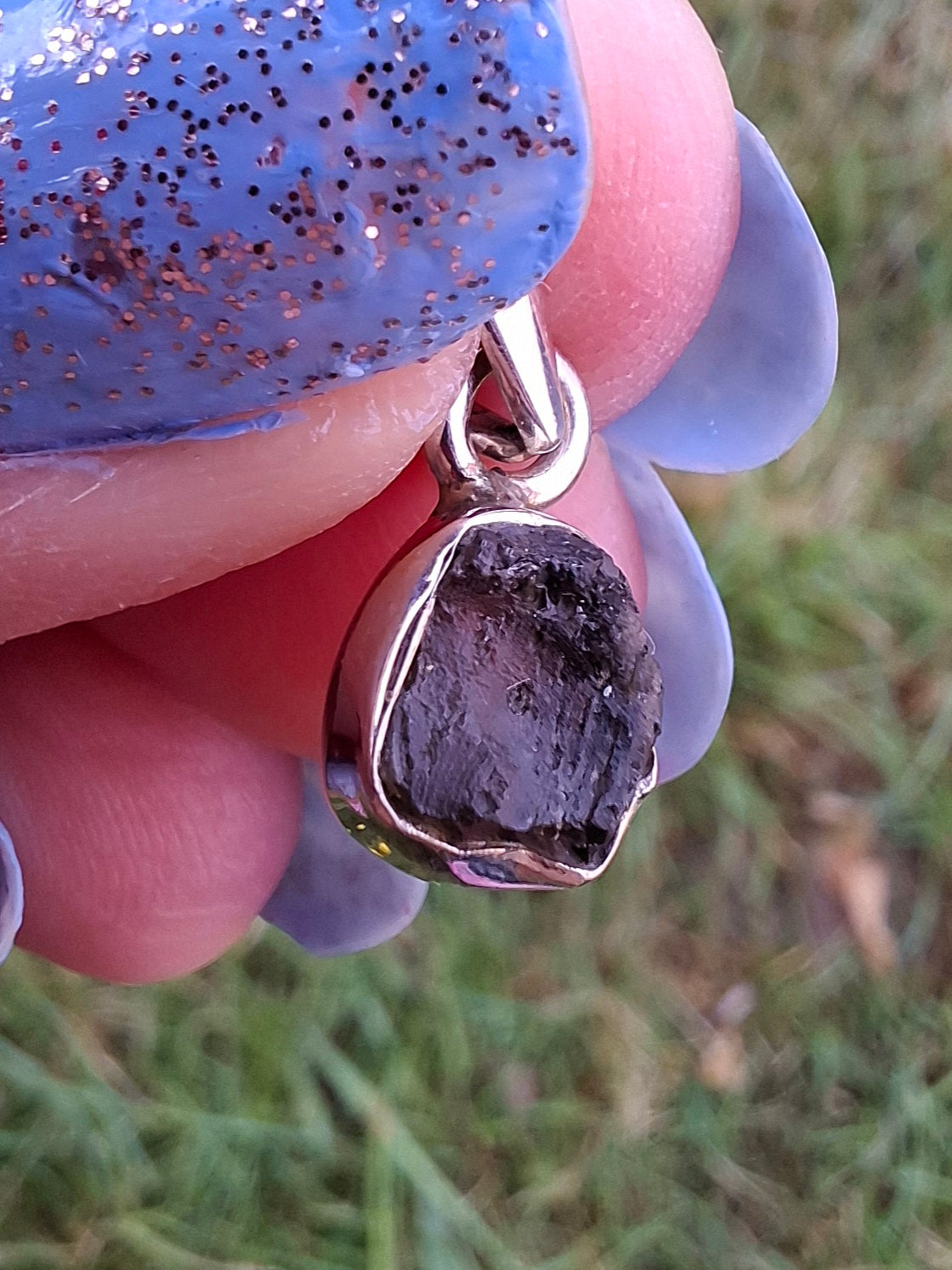 Moldavite Pendant, 925 Silver, Tektite (Ref: P56)