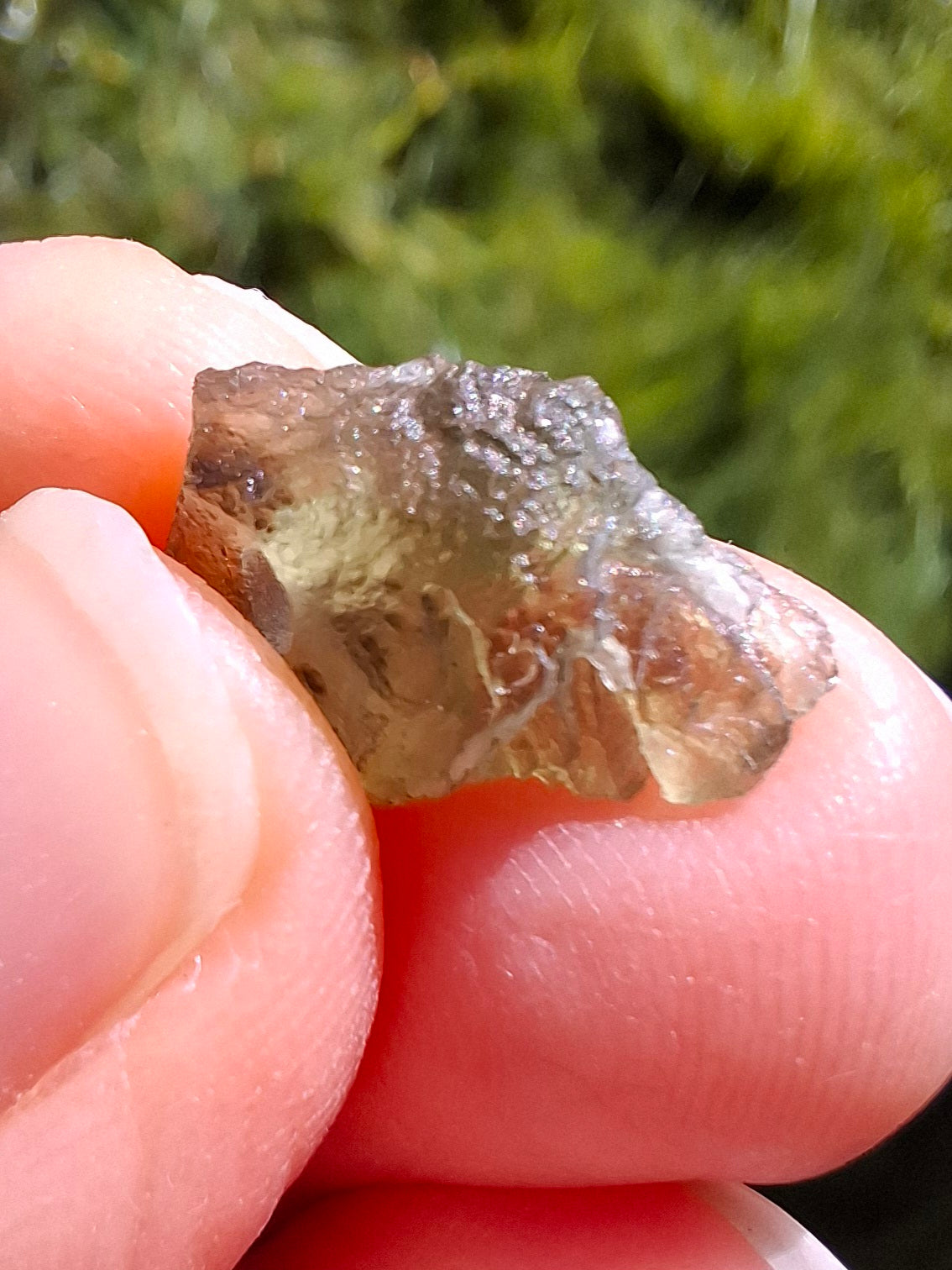 DRILLED, Moldavite Piece, 0.75g, Tektite (Ref: D23)