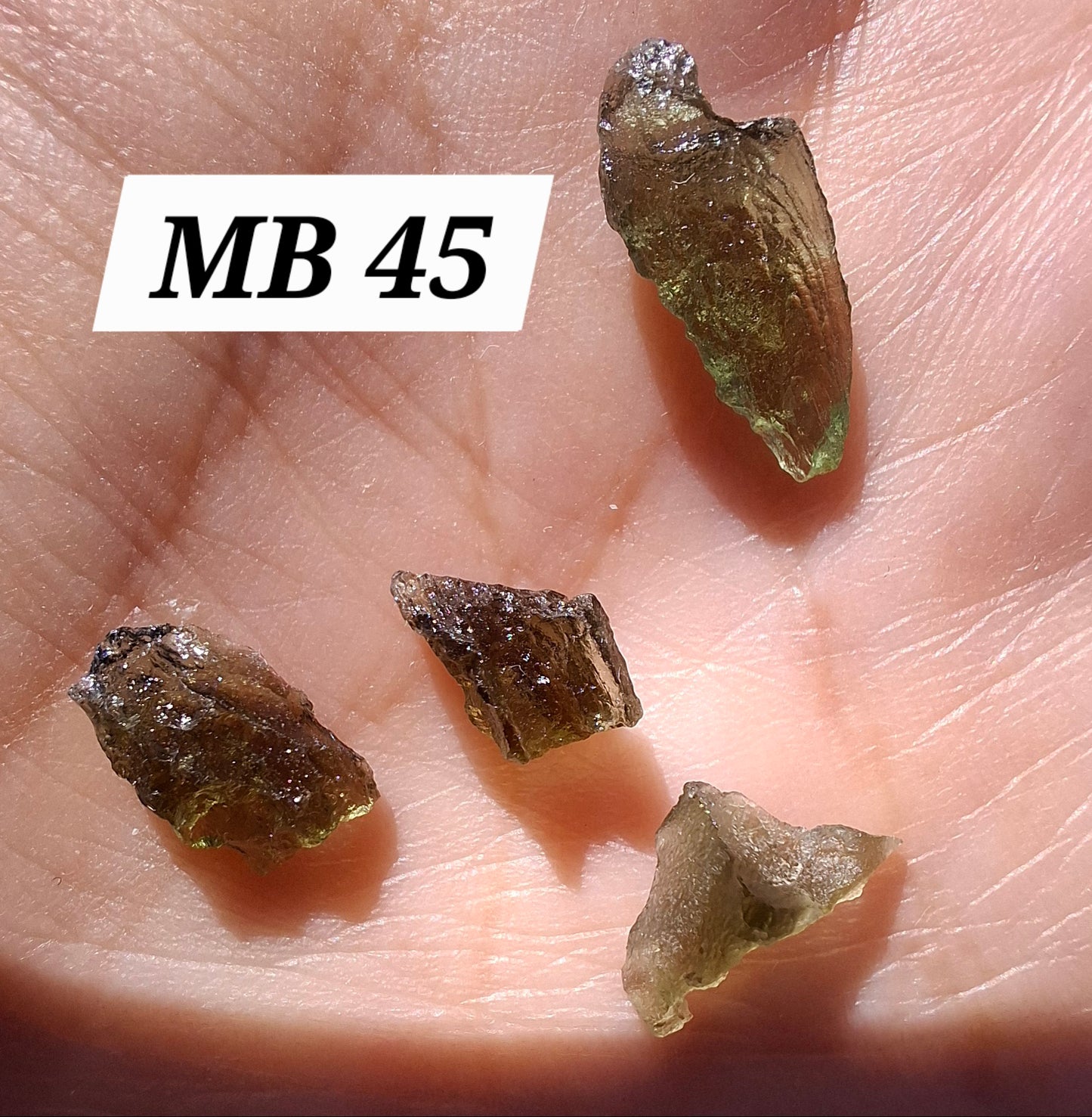 Moldavite chip Bundle, 1g, 4 pcs, Tektite (MB45)
