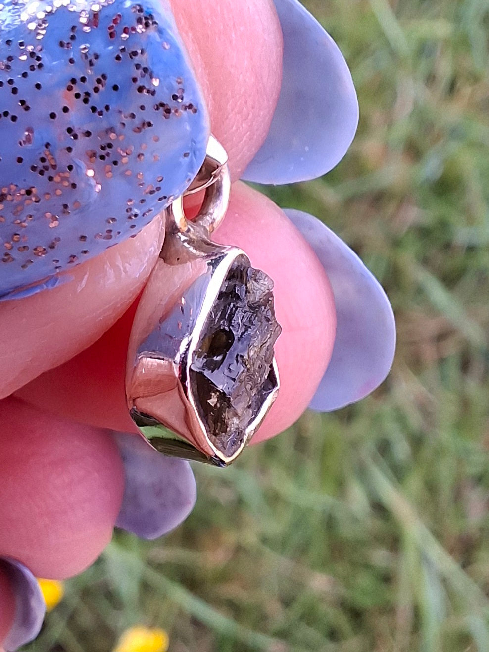 Moldavite Pendant, 925 Silver, Tektite (Ref: P29)