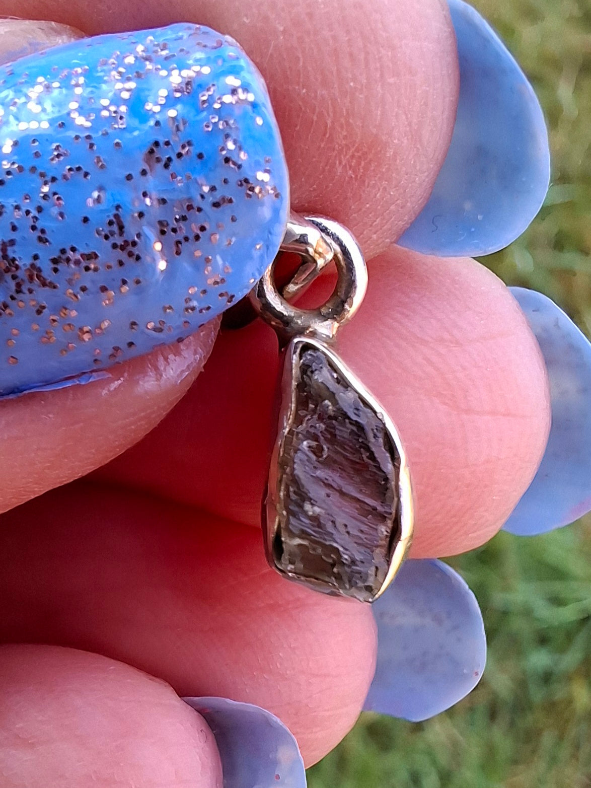 Moldavite Pendant, 925 Silver, Tektite (Ref: P32)